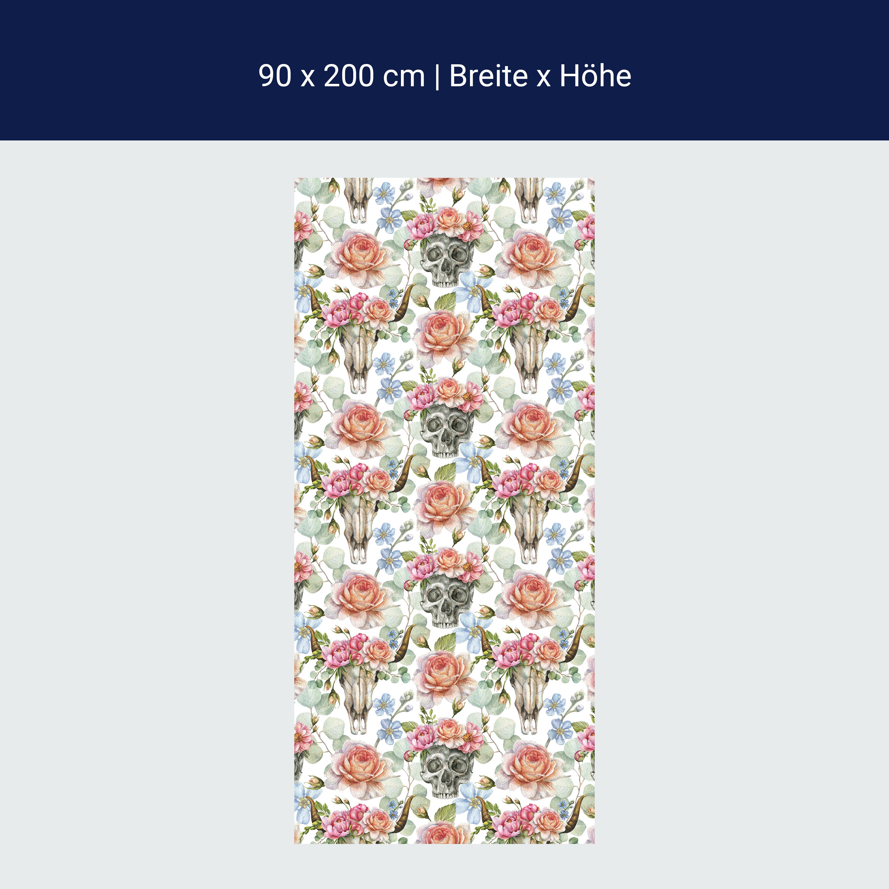 Türtapete Totenkopf, Rosen, Bulle M1420 Türtapete Totenkopf, Rosen, Bulle M1420