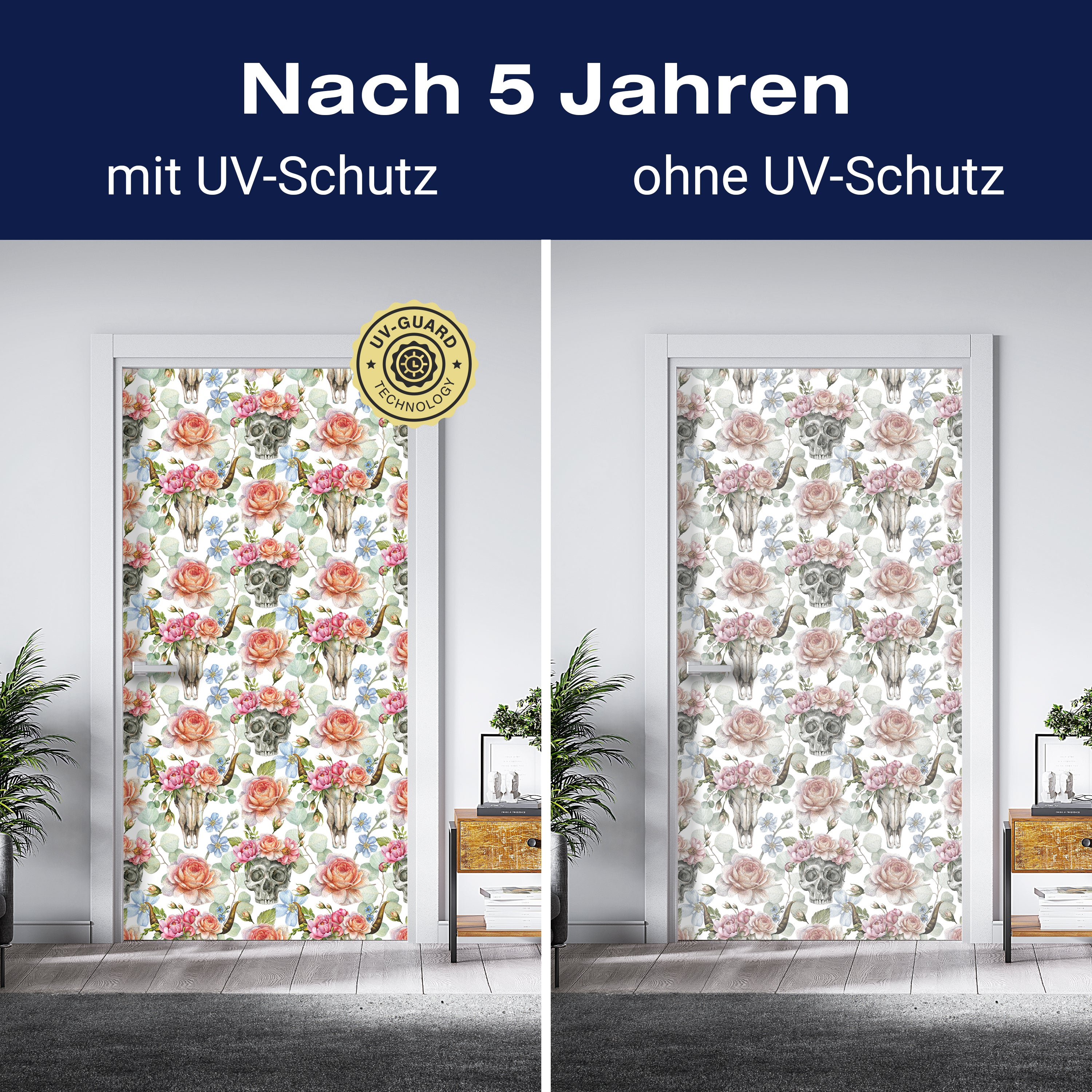 Türtapete Totenkopf, Rosen, Bulle M1420 - Bild 4 Türtapete Totenkopf, Rosen, Bulle M1420 - Bild 4