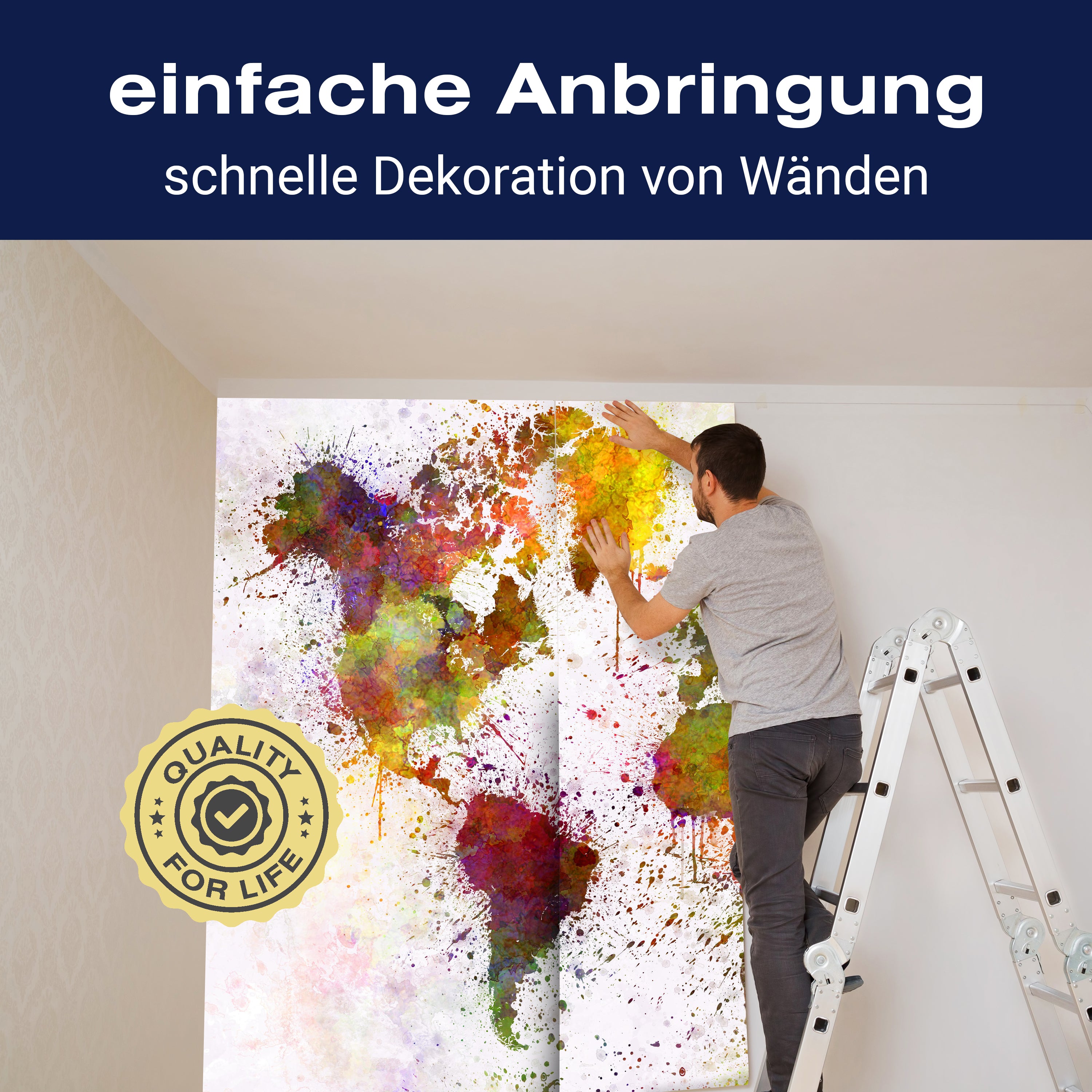 Fototapete Weltkarte Aquarell Grafitti M1423 - Bild 3 Fototapete Weltkarte Aquarell Grafitti M1423 - Bild 3