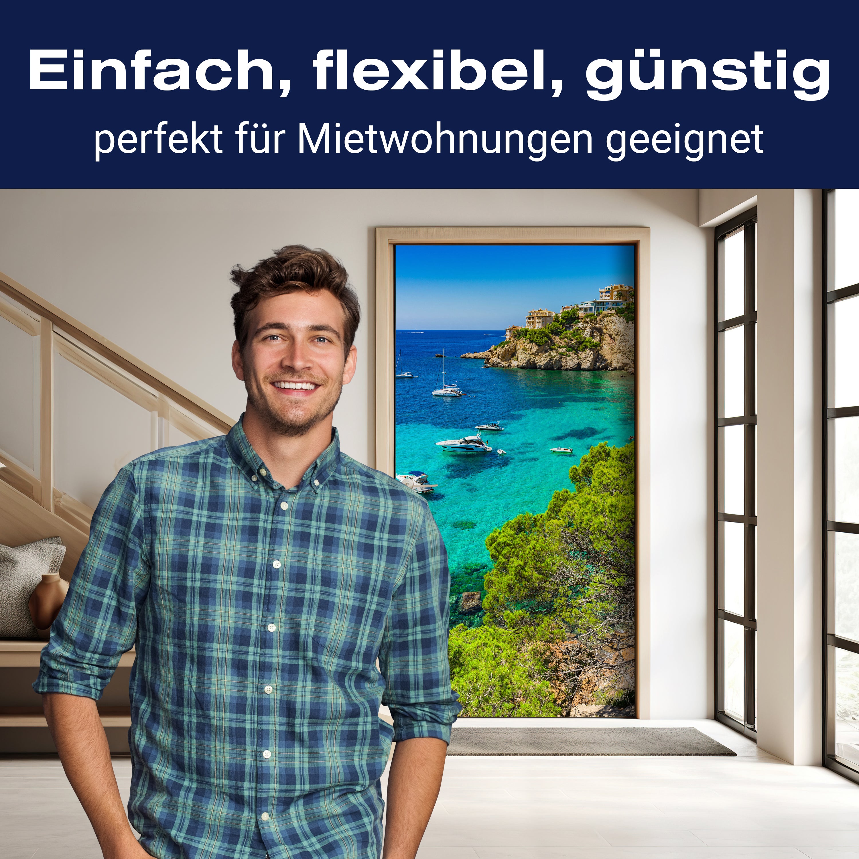 Türtapete Meer, Boote, Felsen, Mallorca M1423 - Bild 3 Türtapete Meer, Boote, Felsen, Mallorca M1423 - Bild 3