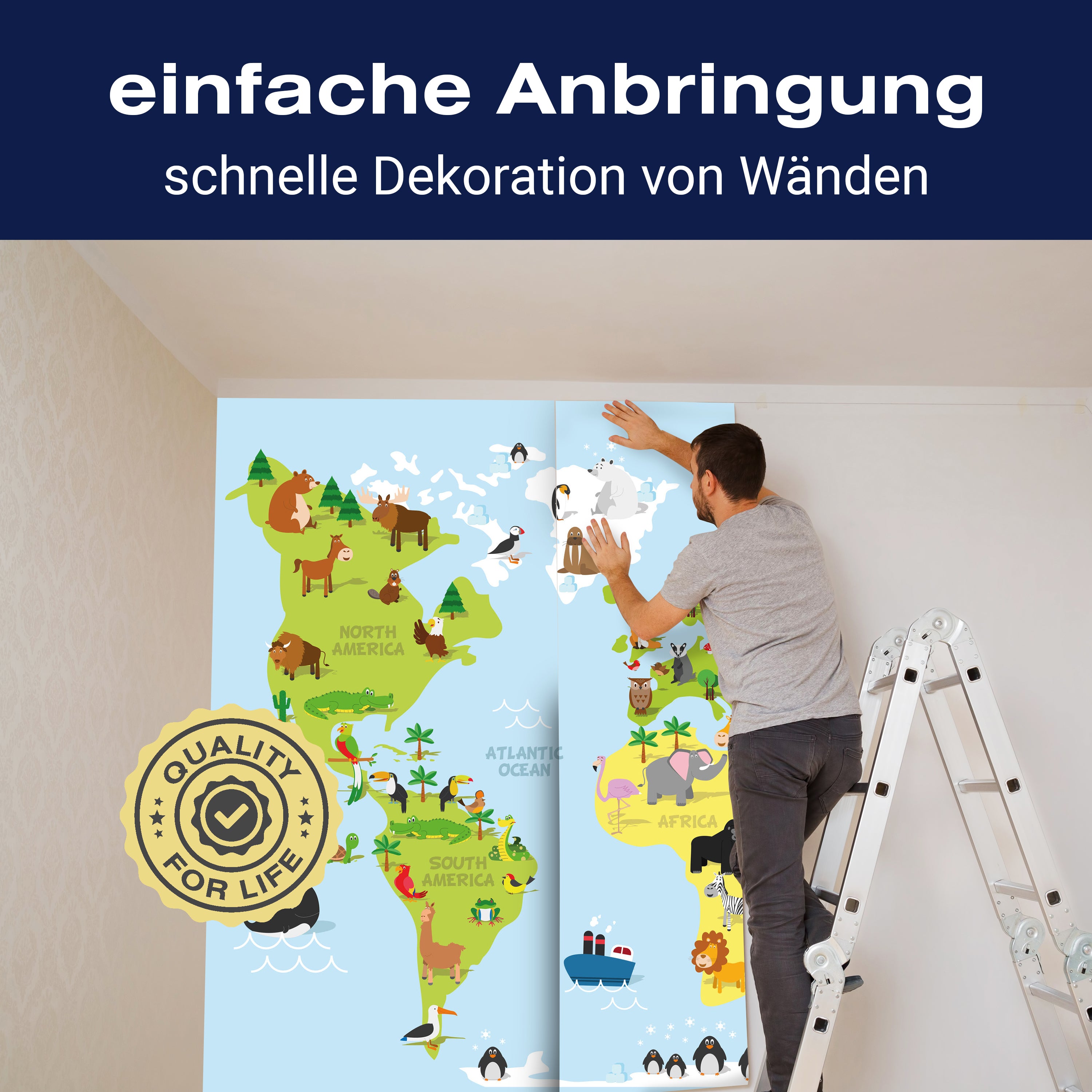 Fototapete Tiere Weltkarte M1426 - Bild 3 Fototapete Tiere Weltkarte M1426 - Bild 3