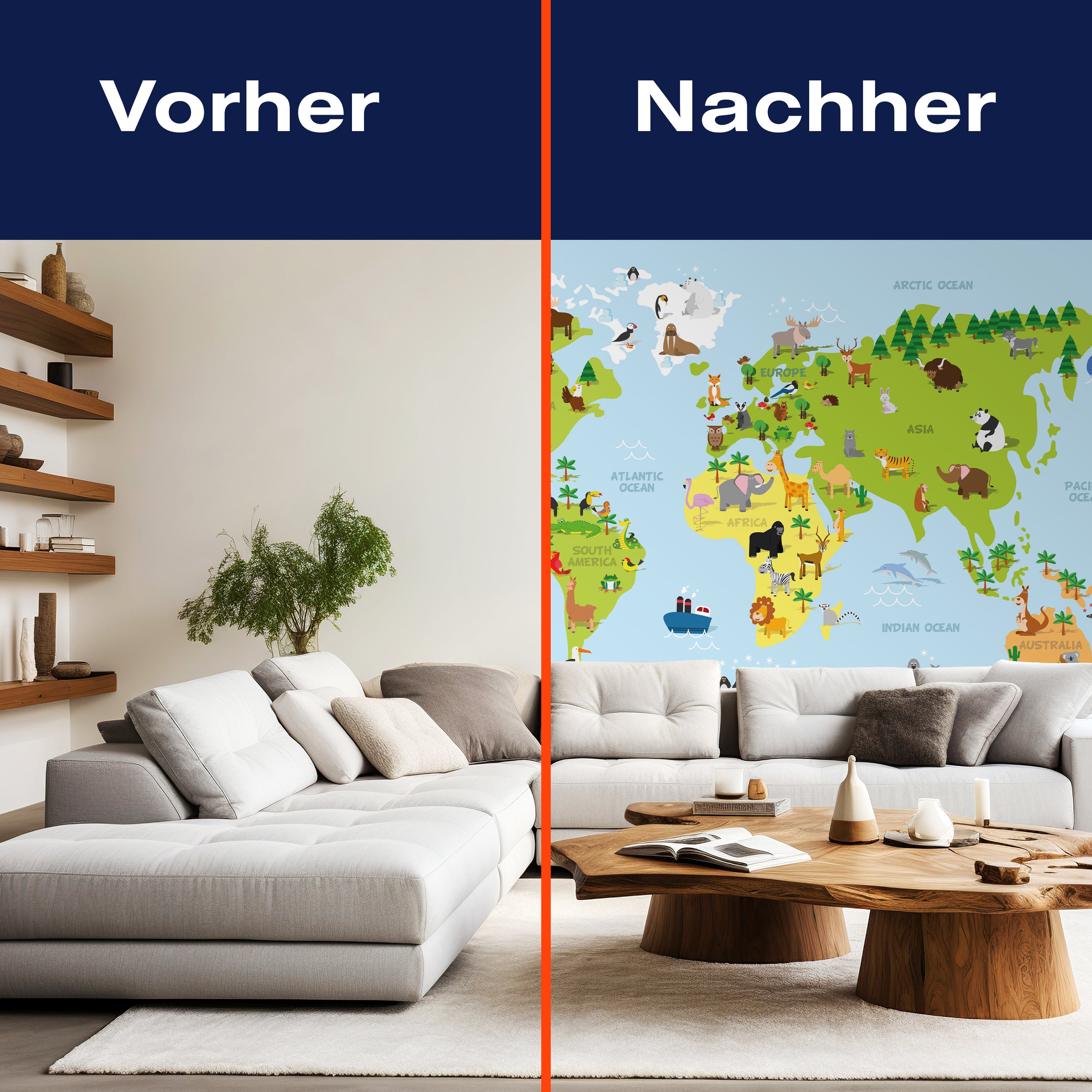 Fototapete Tiere Weltkarte M1426 - Bild 9 Fototapete Tiere Weltkarte M1426 - Bild 9