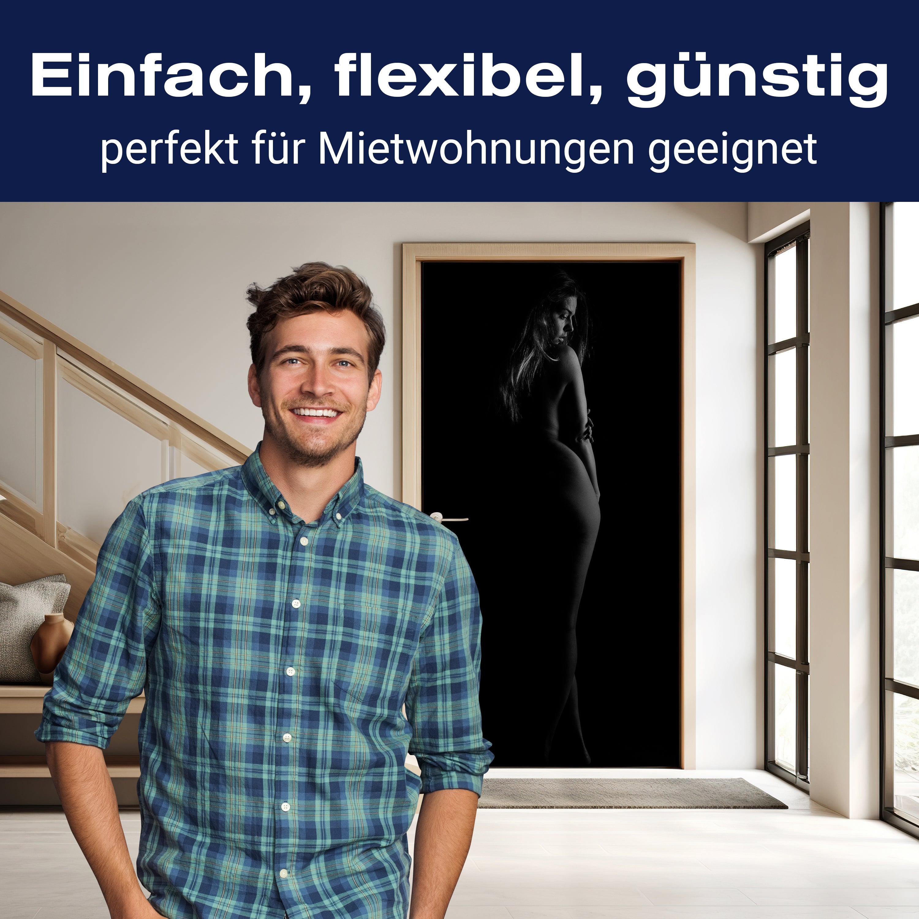 Türtapete Frau, Model, schwarz weiß M1431 - Bild 3 Türtapete Frau, Model, schwarz weiß M1431 - Bild 3