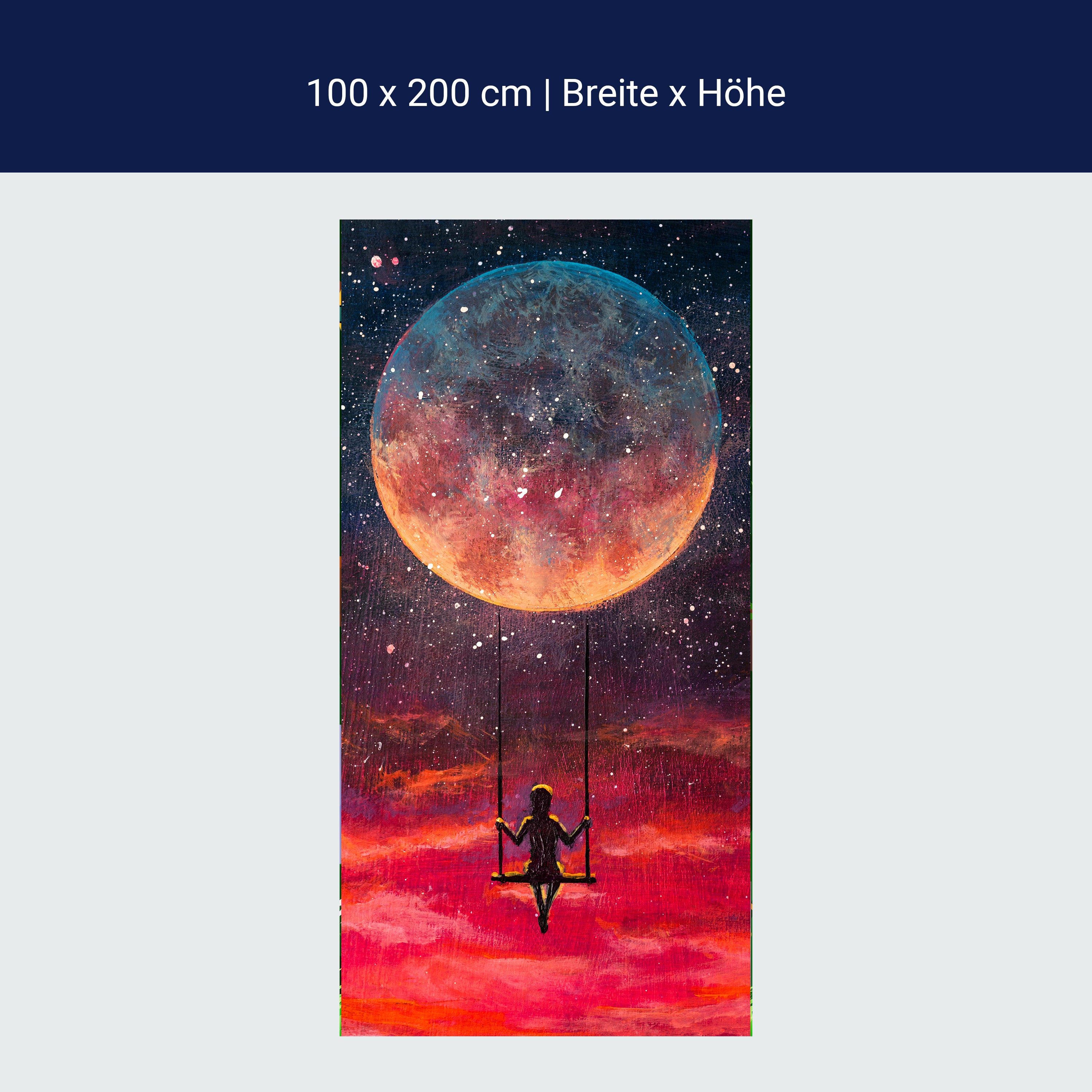 Türtapete Malerei, Mond, Schaukel, Mädchen M1439 Türtapete Malerei, Mond, Schaukel, Mädchen M1439