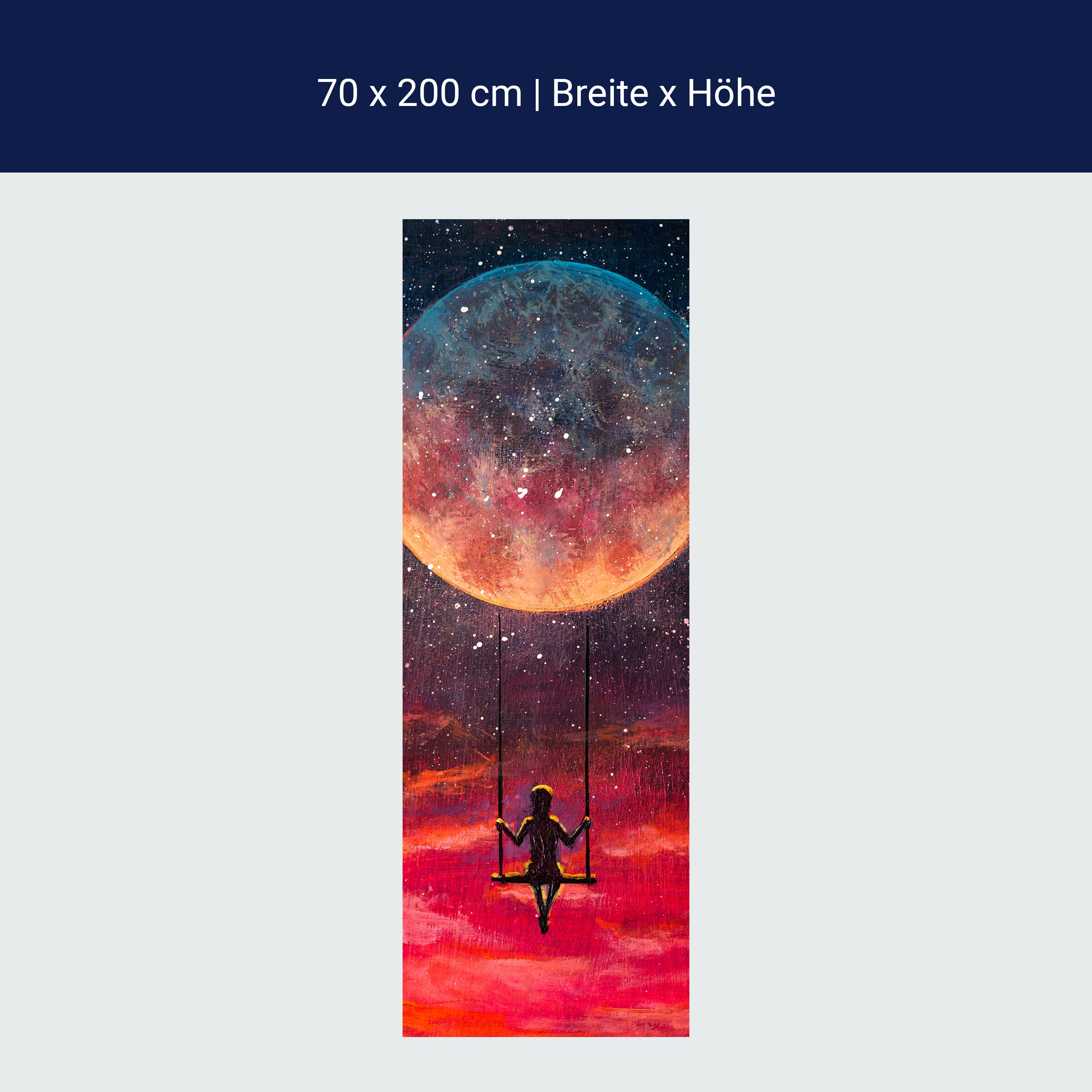 Türtapete Malerei, Mond, Schaukel, Mädchen M1439 Türtapete Malerei, Mond, Schaukel, Mädchen M1439