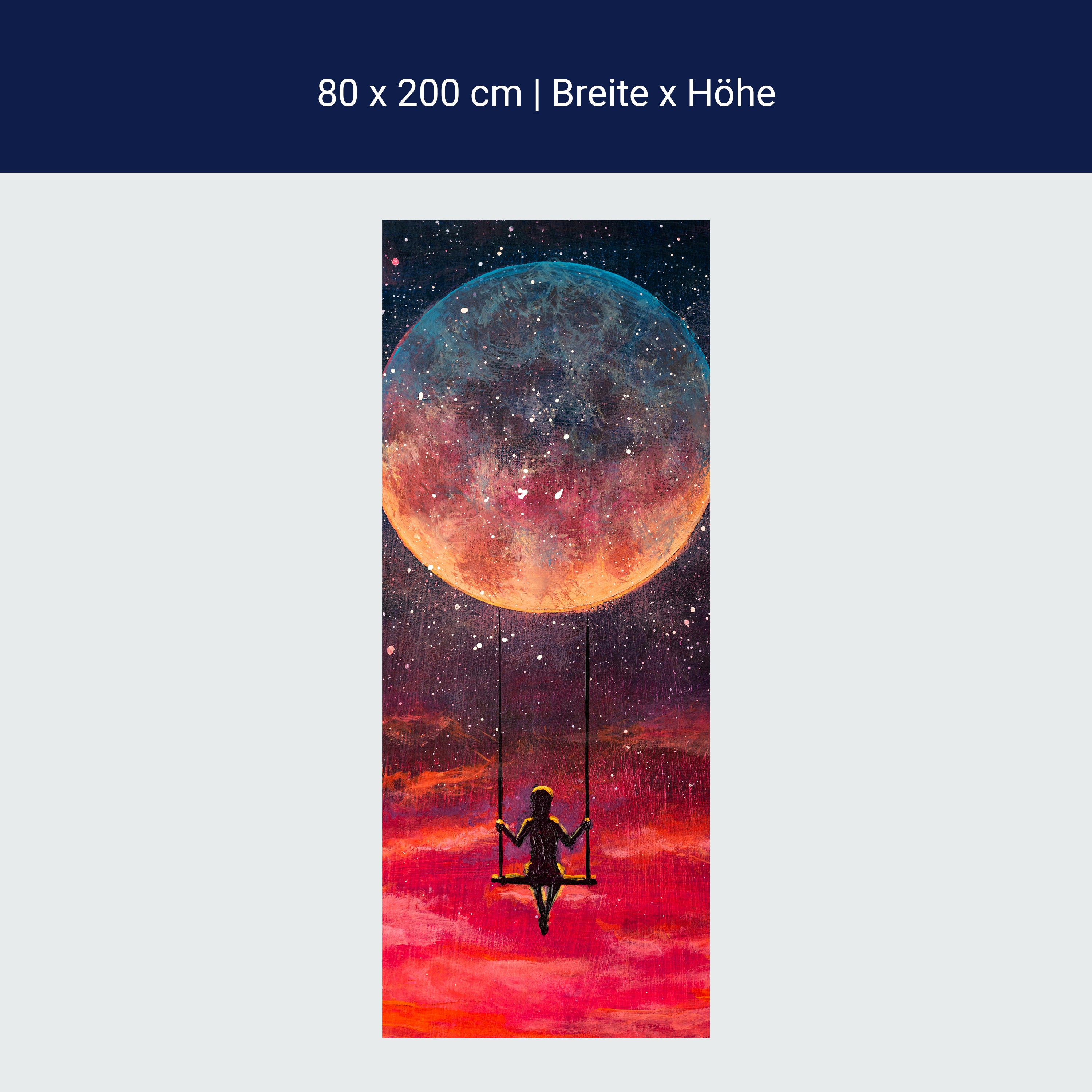 Türtapete Malerei, Mond, Schaukel, Mädchen M1439 Türtapete Malerei, Mond, Schaukel, Mädchen M1439