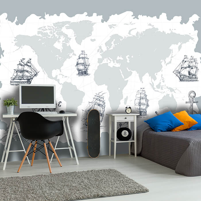 Fototapete Weltkarte vintage Hell Blau M1440 - Bild 1 Fototapete Weltkarte vintage Hell Blau M1440 - Bild 1