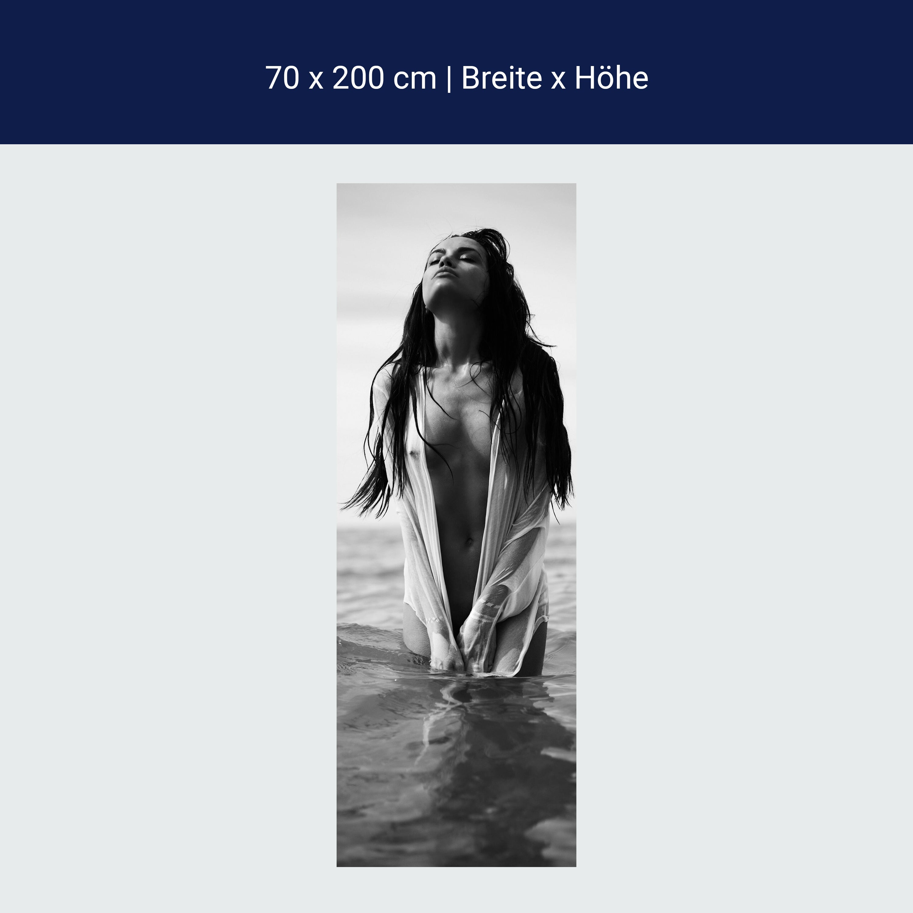 Türtapete Frau, Model, Meer, schwarz weiß M1440 Türtapete Frau, Model, Meer, schwarz weiß M1440