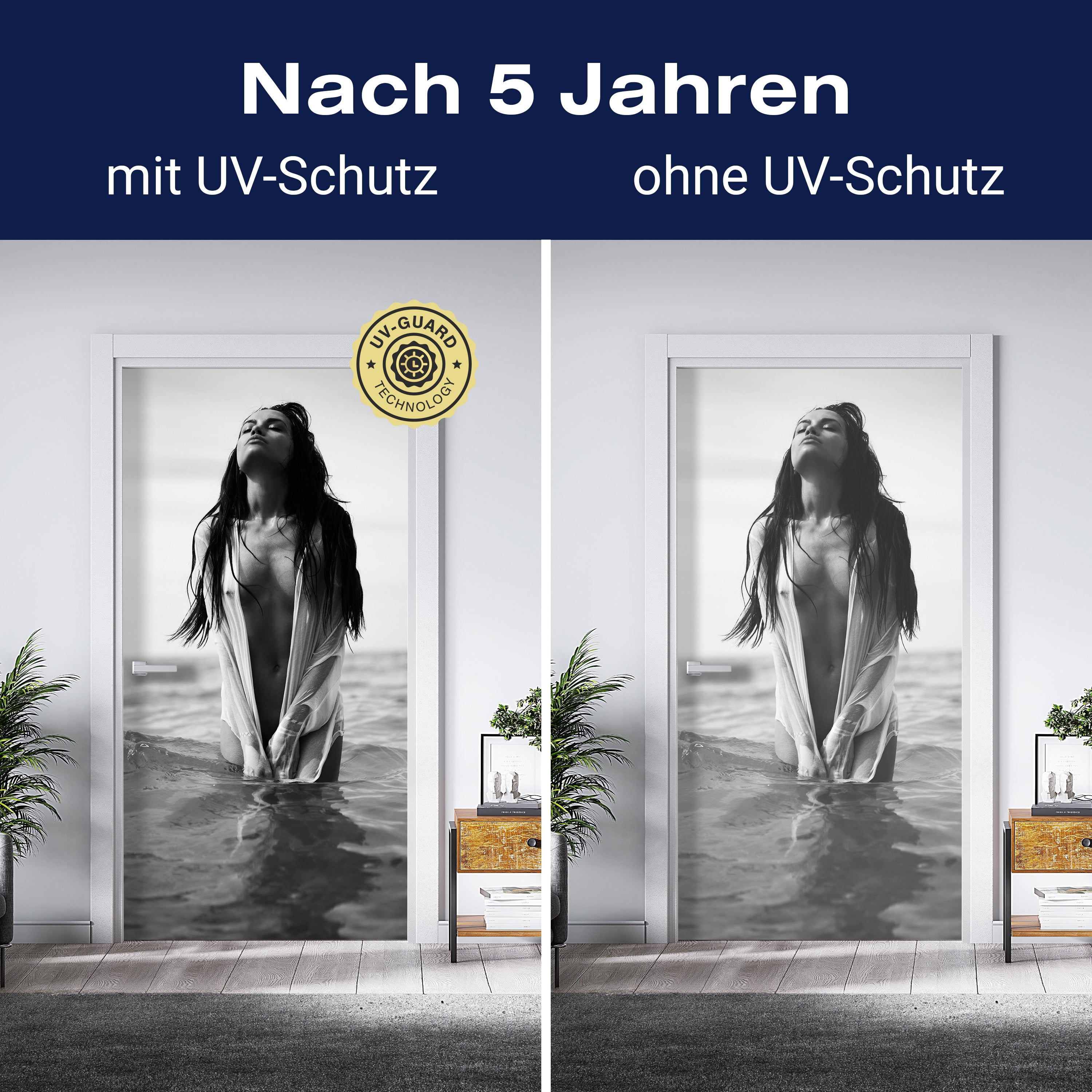 Türtapete Frau, Model, Meer, schwarz weiß M1440 - Bild 4 Türtapete Frau, Model, Meer, schwarz weiß M1440 - Bild 4