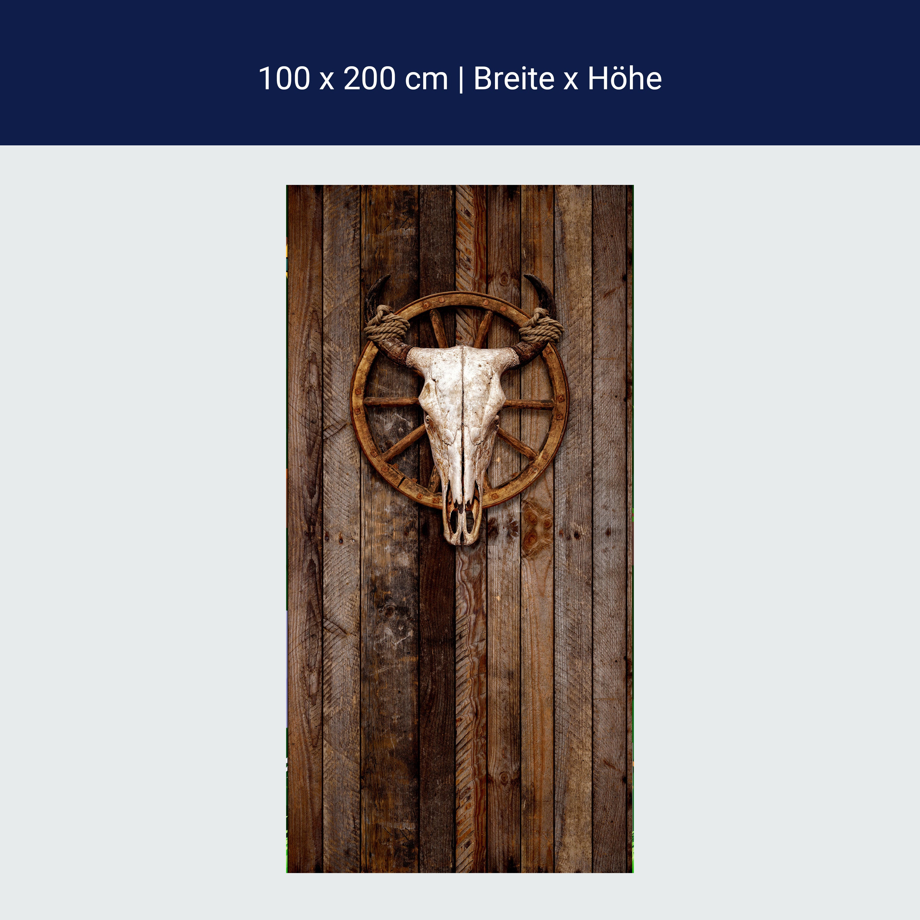Türtapete Kuh, Totenkopf, Holz, Schädel, Western M1443 Türtapete Kuh, Totenkopf, Holz, Schädel, Western M1443