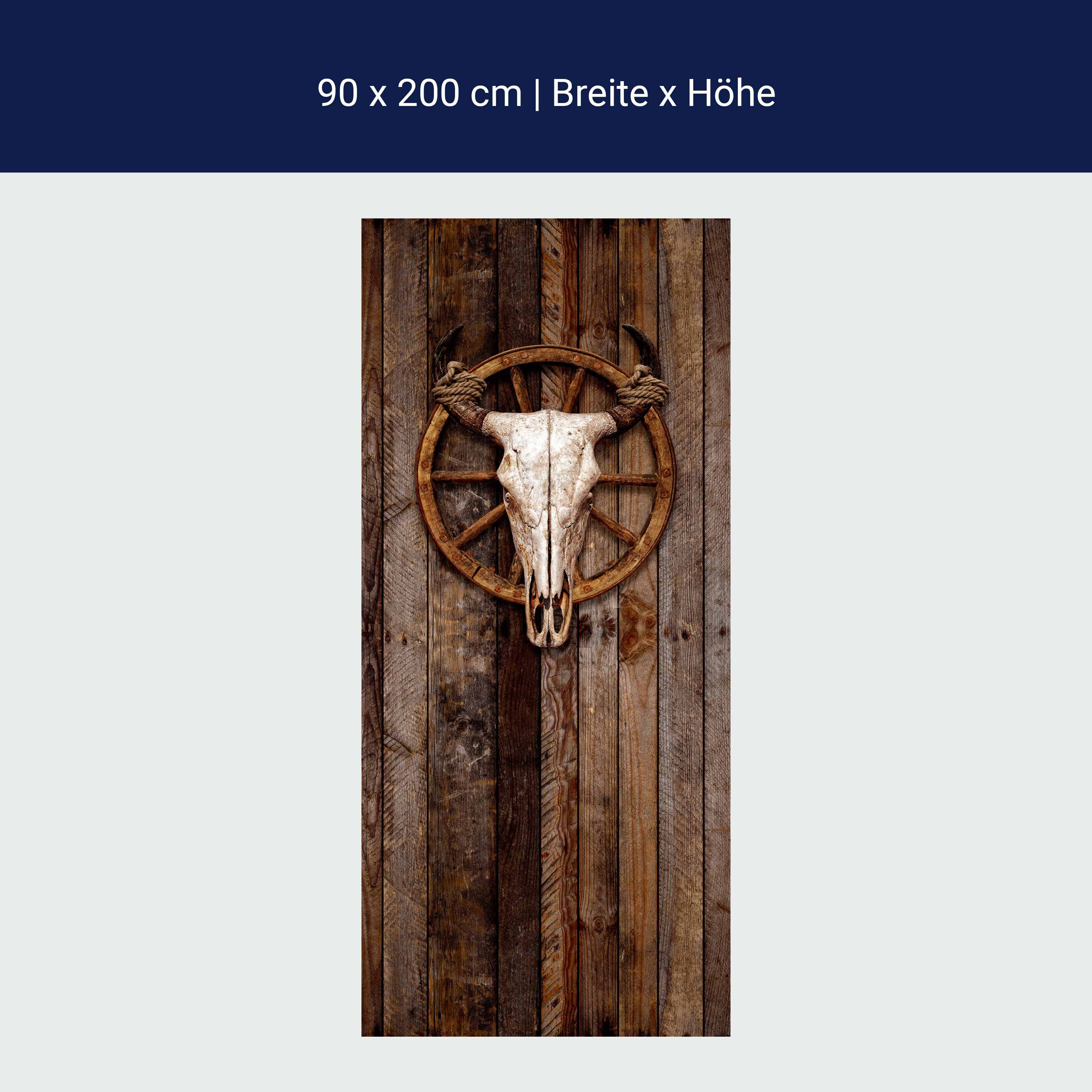 Türtapete Kuh, Totenkopf, Holz, Schädel, Western M1443 Türtapete Kuh, Totenkopf, Holz, Schädel, Western M1443