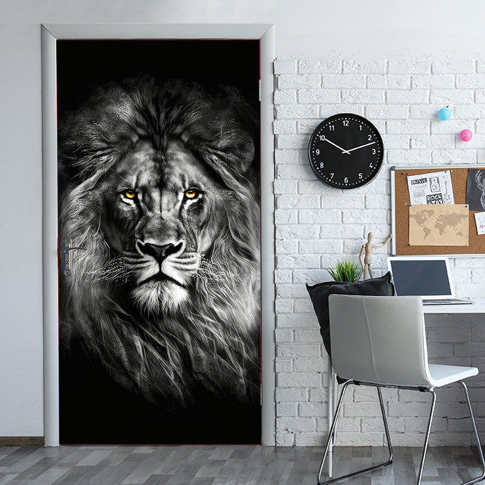 Türtapete Löwe, Schwarz, Weiß M1450 - Bild 1 Türtapete Löwe, Schwarz, Weiß M1450 - Bild 1