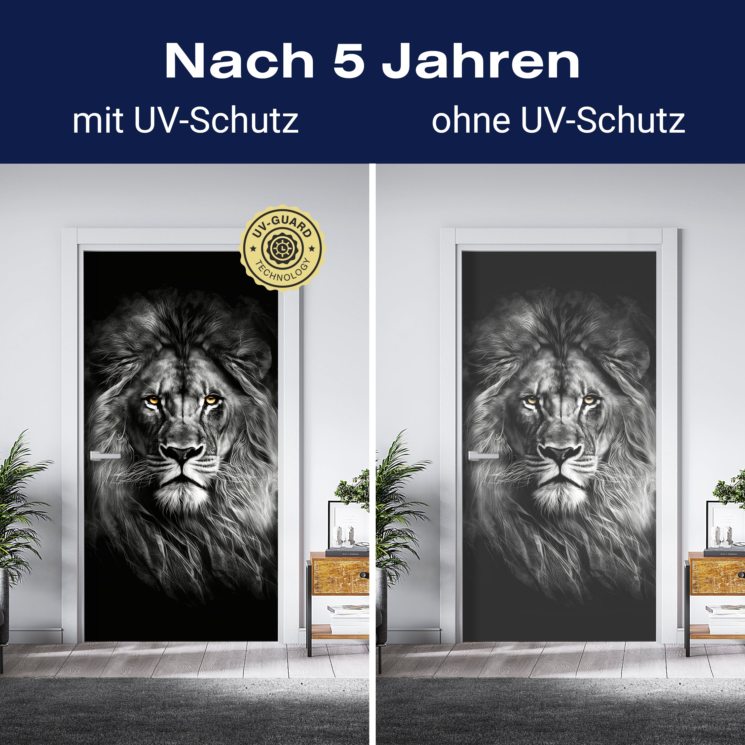 Türtapete Löwe, Schwarz, Weiß M1450 - Bild 4 Türtapete Löwe, Schwarz, Weiß M1450 - Bild 4