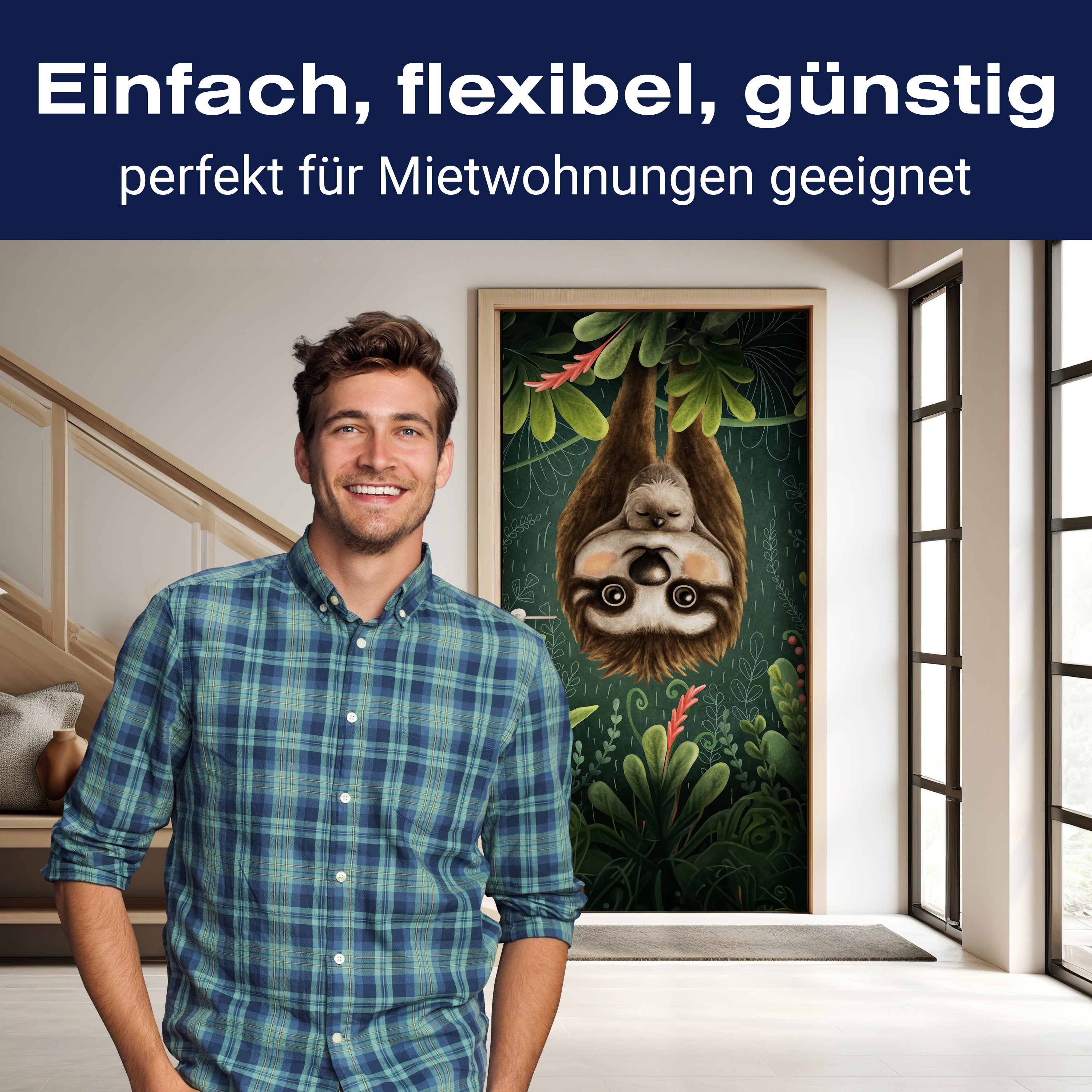 Türtapete Faultier, Illustration M1452 - Bild 3 Türtapete Faultier, Illustration M1452 - Bild 3