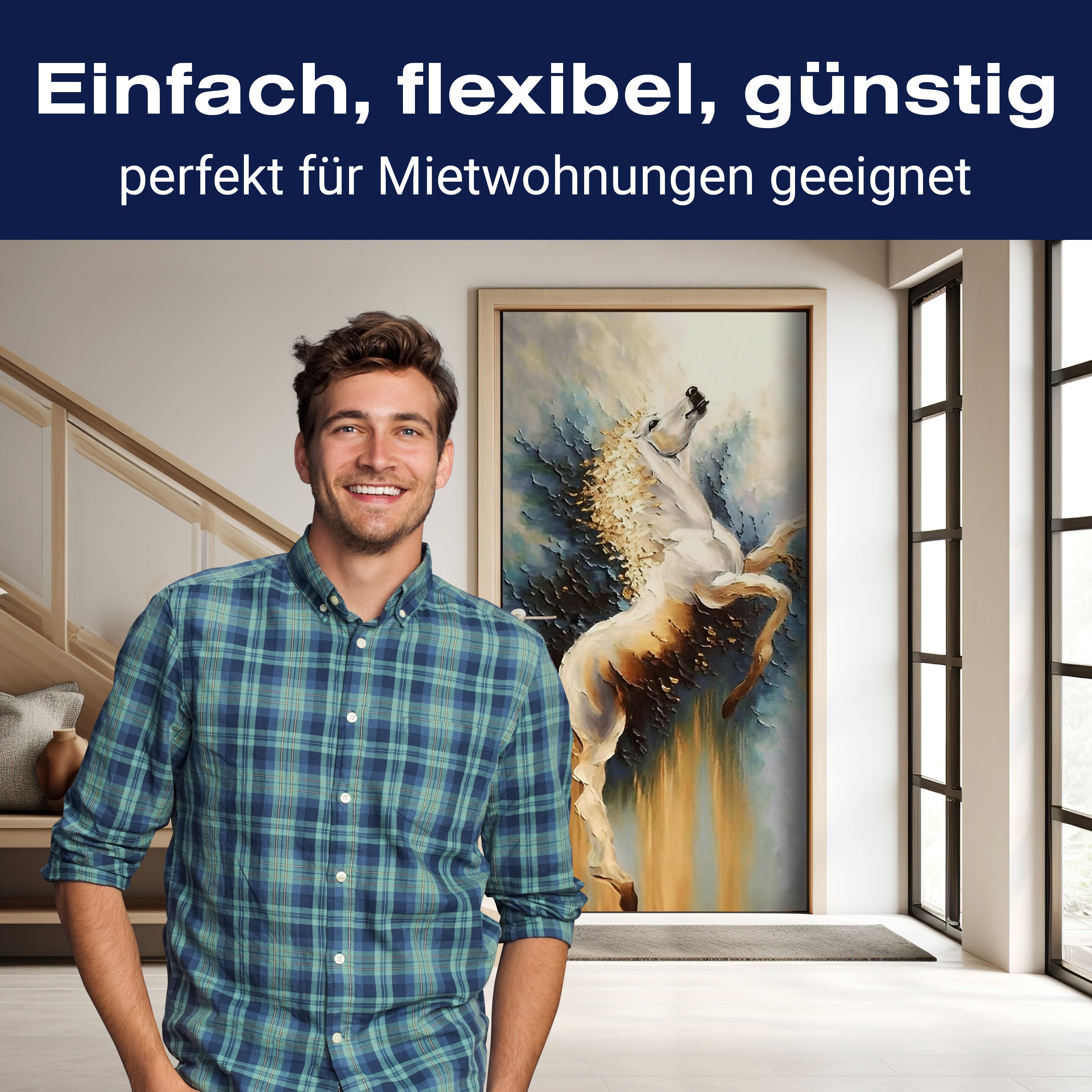 Türtapete weißes Pferd, Schimmel, Gemälde M1456 - Bild 3 Türtapete weißes Pferd, Schimmel, Gemälde M1456 - Bild 3