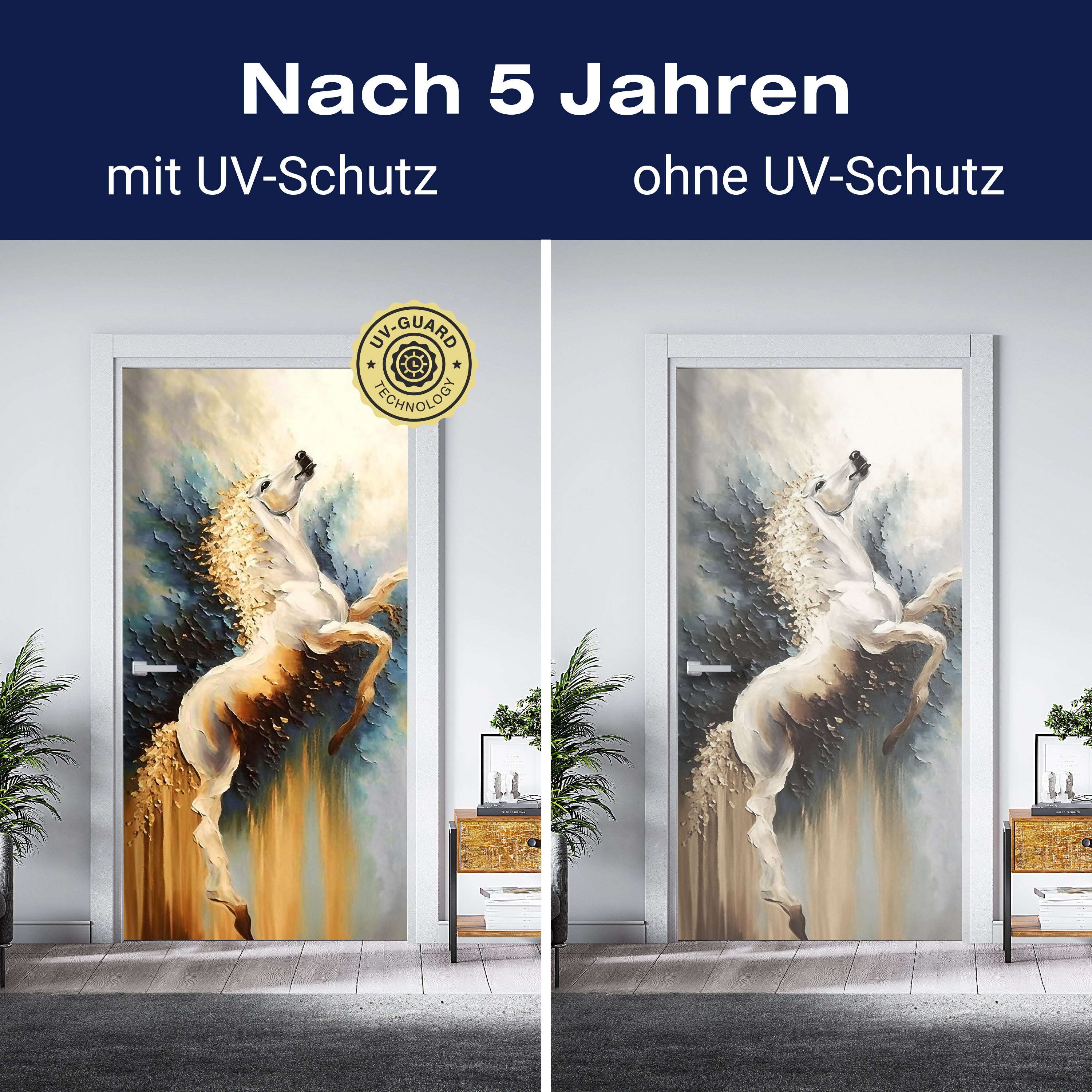 Türtapete weißes Pferd, Schimmel, Gemälde M1456 - Bild 4 Türtapete weißes Pferd, Schimmel, Gemälde M1456 - Bild 4