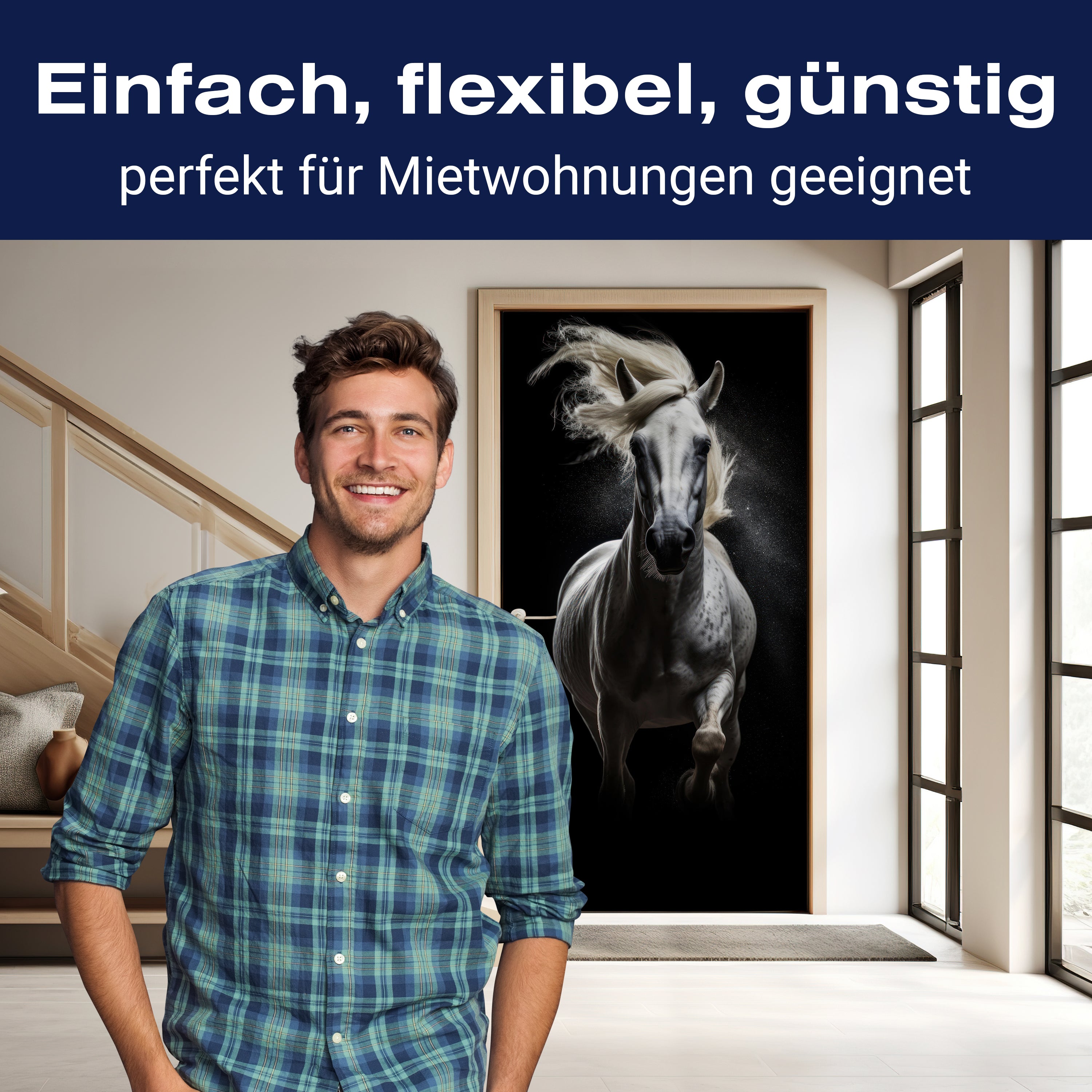 Türtapete weißes Pferd, Schimmel M1458 - Bild 3 Türtapete weißes Pferd, Schimmel M1458 - Bild 3