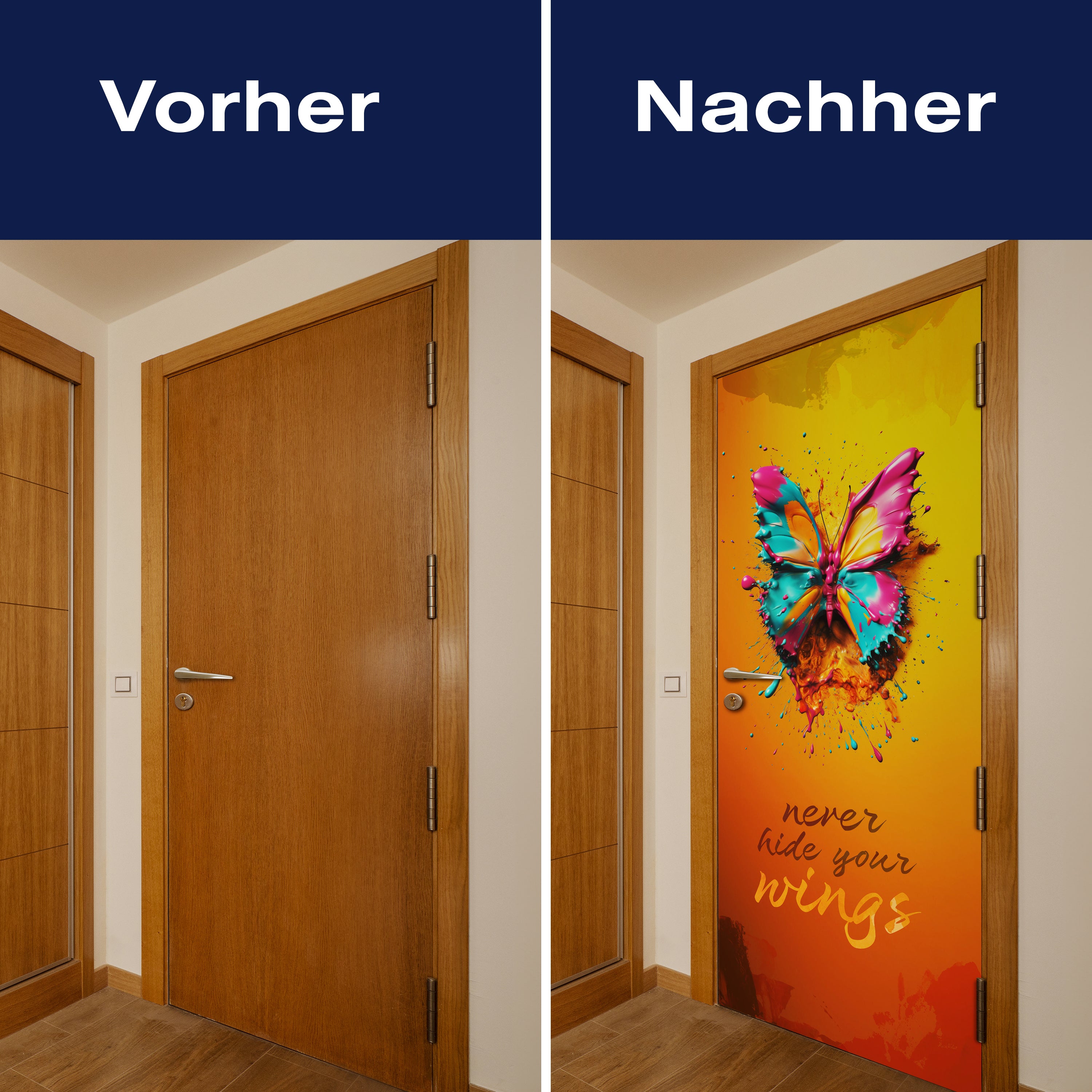 Türtapete Schmetterling, Spruch, Farbklecks M1460 - Bild 10 Türtapete Schmetterling, Spruch, Farbklecks M1460 - Bild 10