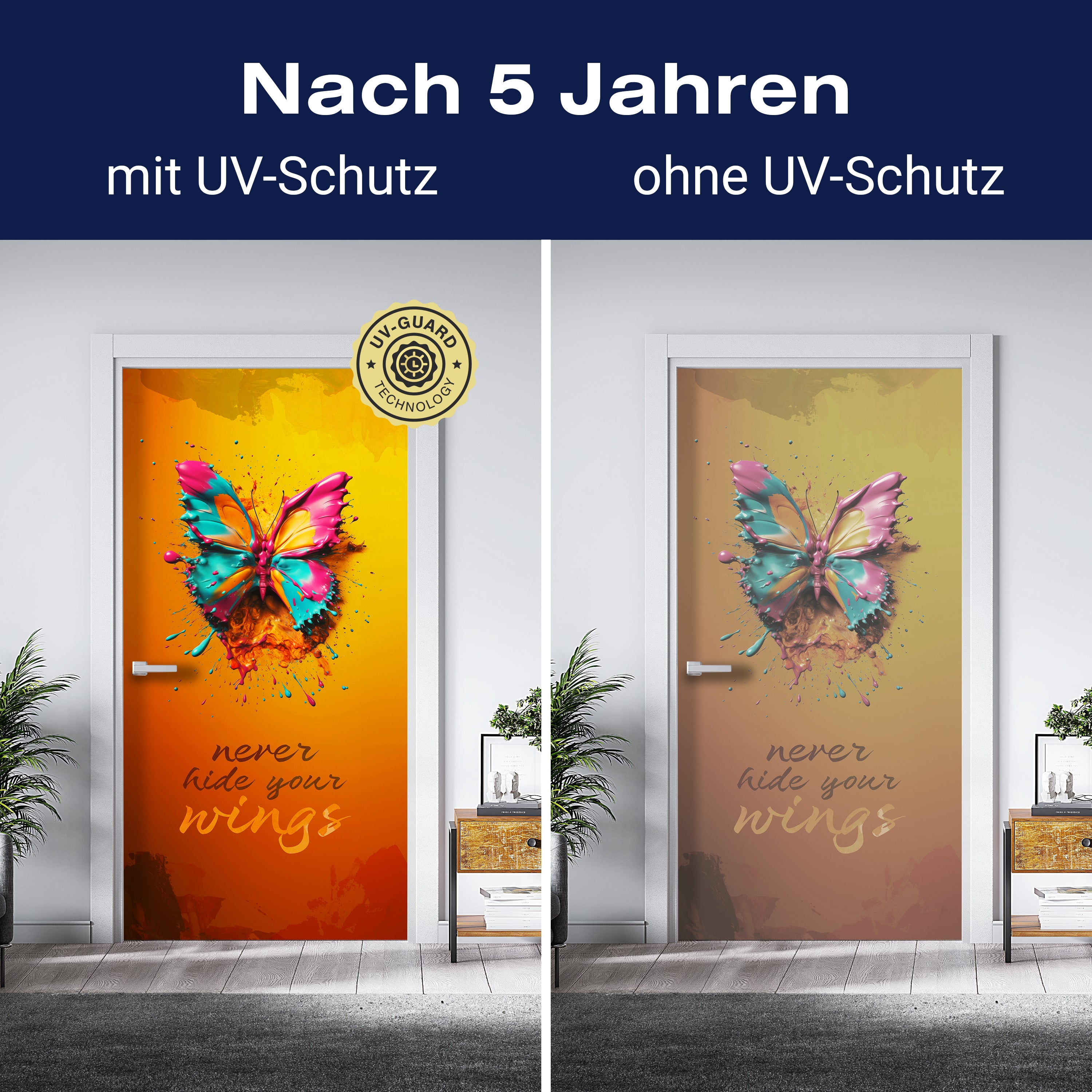 Türtapete Schmetterling, Spruch, Farbklecks M1460 - Bild 4 Türtapete Schmetterling, Spruch, Farbklecks M1460 - Bild 4