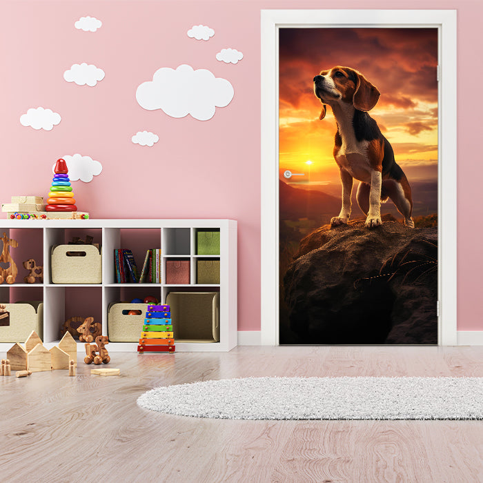 Türtapete Hund, Beagle, Felsen M1461 - Bild 1 Türtapete Hund, Beagle, Felsen M1461 - Bild 1