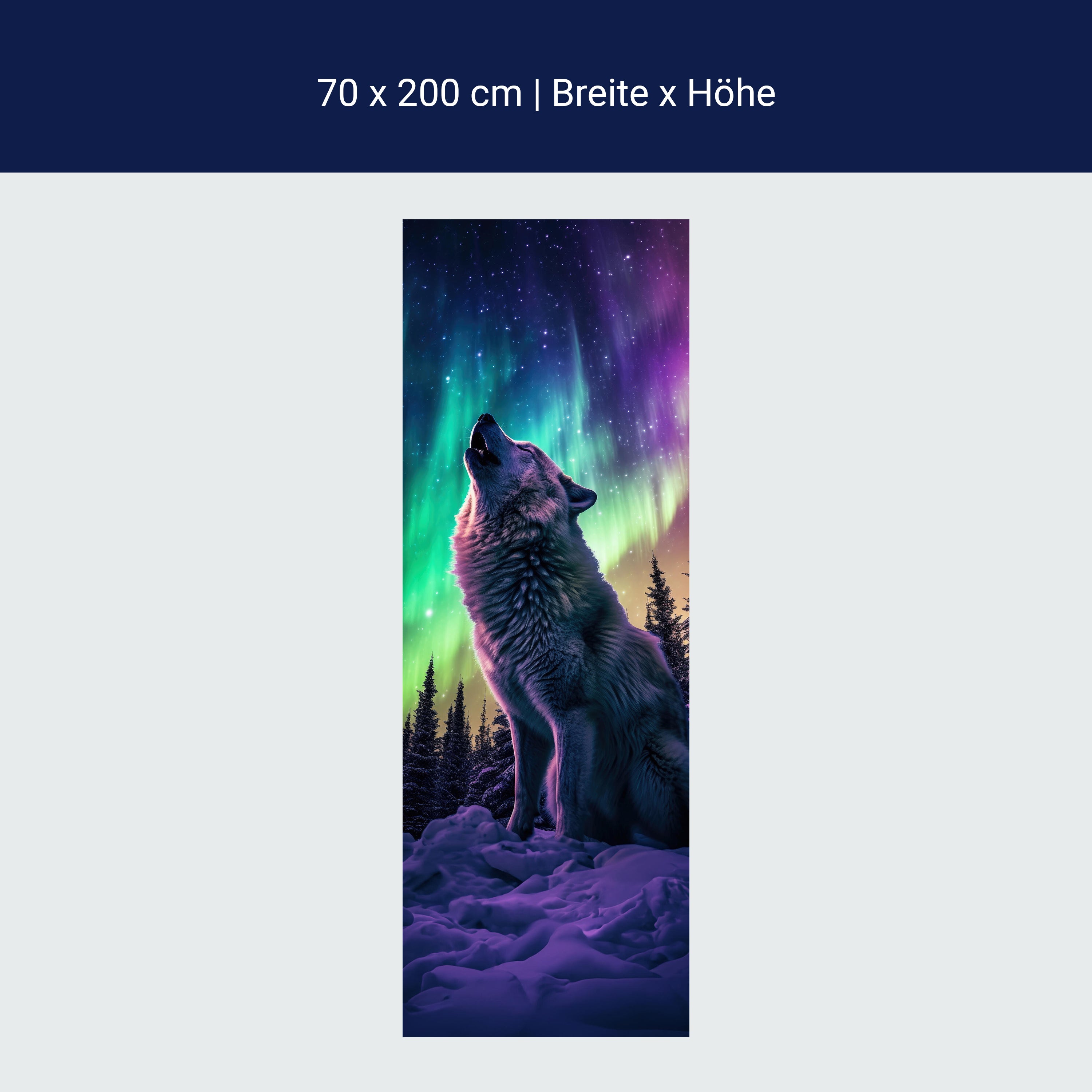 Türtapete heulender Wolf, Polarlicht, Winter M1462 Türtapete heulender Wolf, Polarlicht, Winter M1462