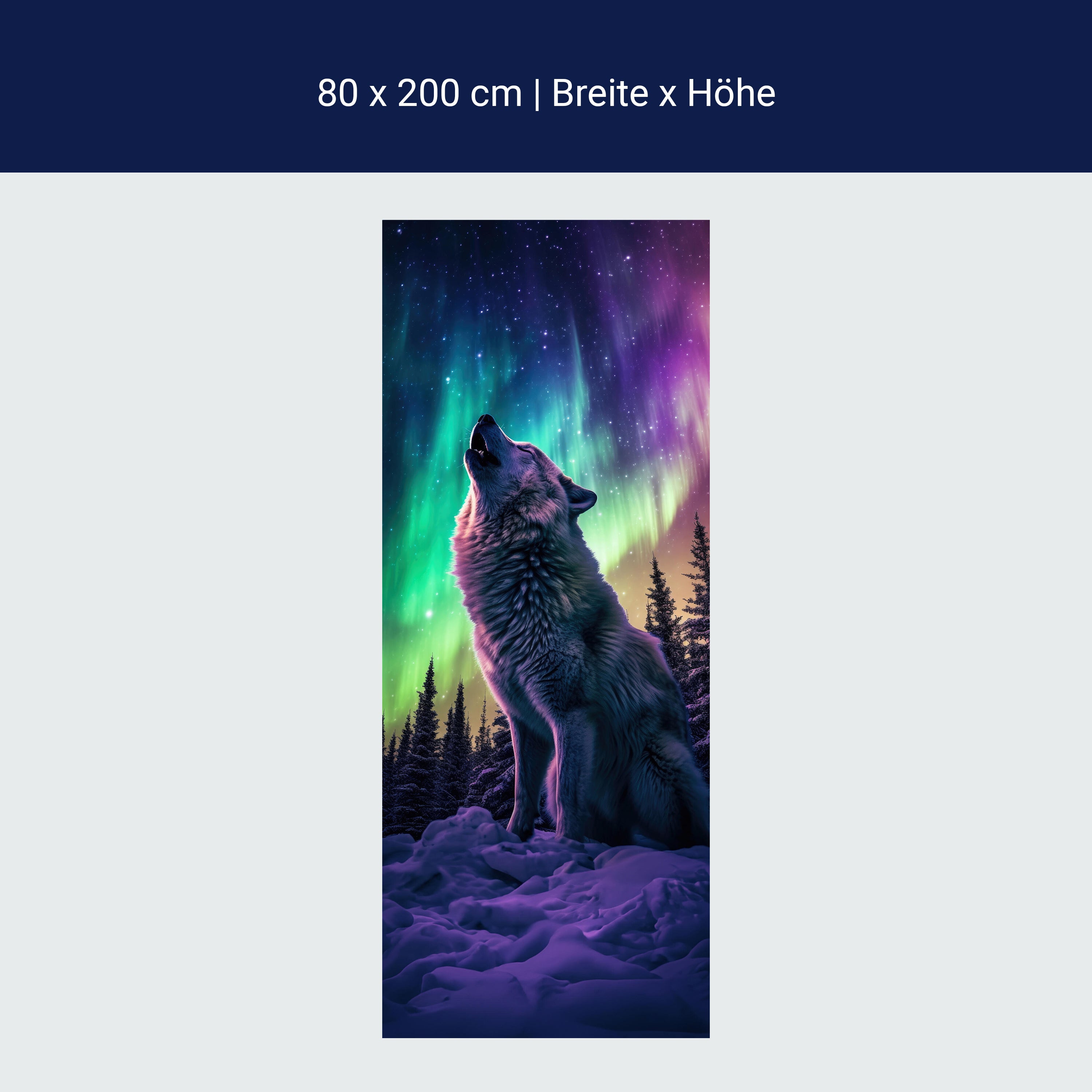 Türtapete heulender Wolf, Polarlicht, Winter M1462 Türtapete heulender Wolf, Polarlicht, Winter M1462