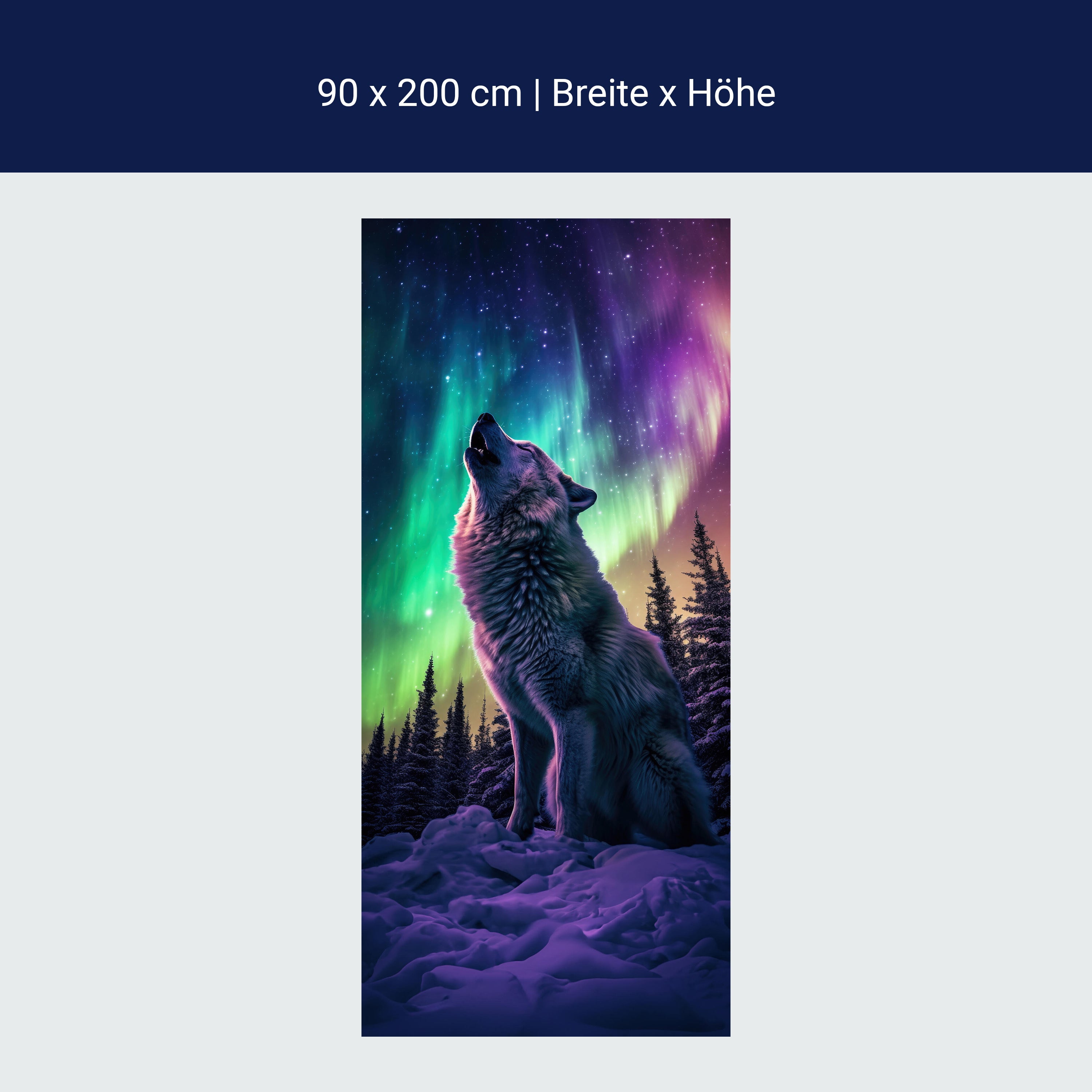 Türtapete heulender Wolf, Polarlicht, Winter M1462 Türtapete heulender Wolf, Polarlicht, Winter M1462