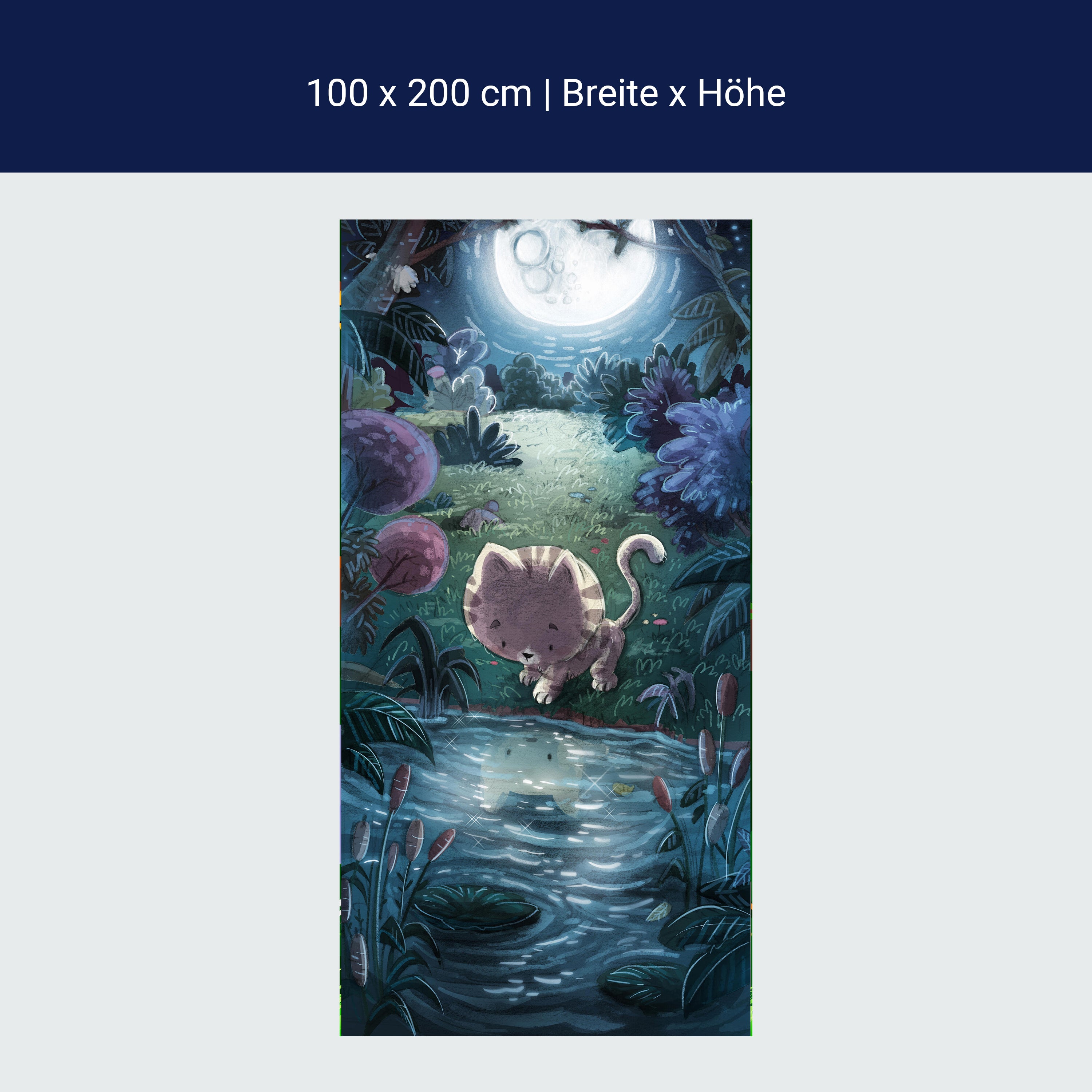 Türtapete Illustration, Katze, Fluss, Nacht M1464 Türtapete Illustration, Katze, Fluss, Nacht M1464