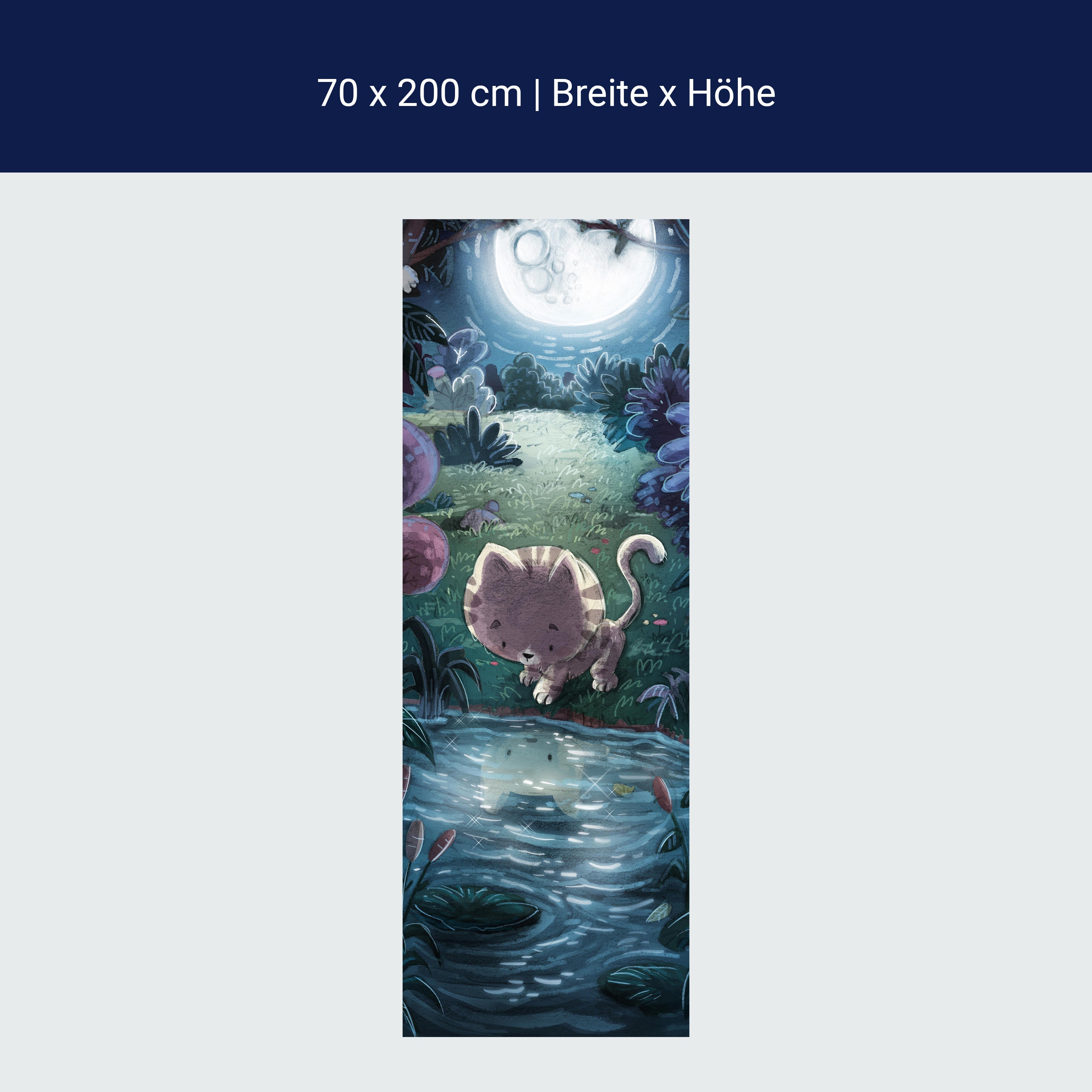 Türtapete Illustration, Katze, Fluss, Nacht M1464 Türtapete Illustration, Katze, Fluss, Nacht M1464