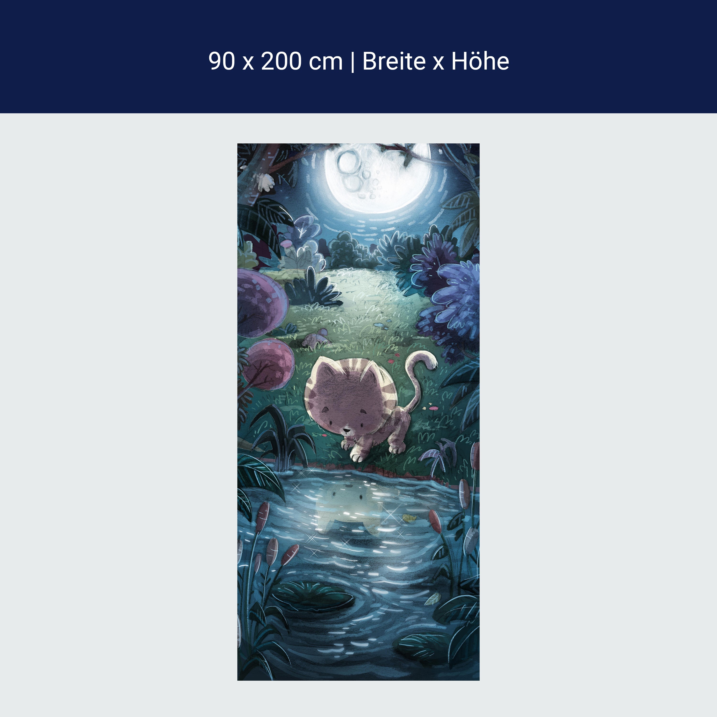 Türtapete Illustration, Katze, Fluss, Nacht M1464 Türtapete Illustration, Katze, Fluss, Nacht M1464