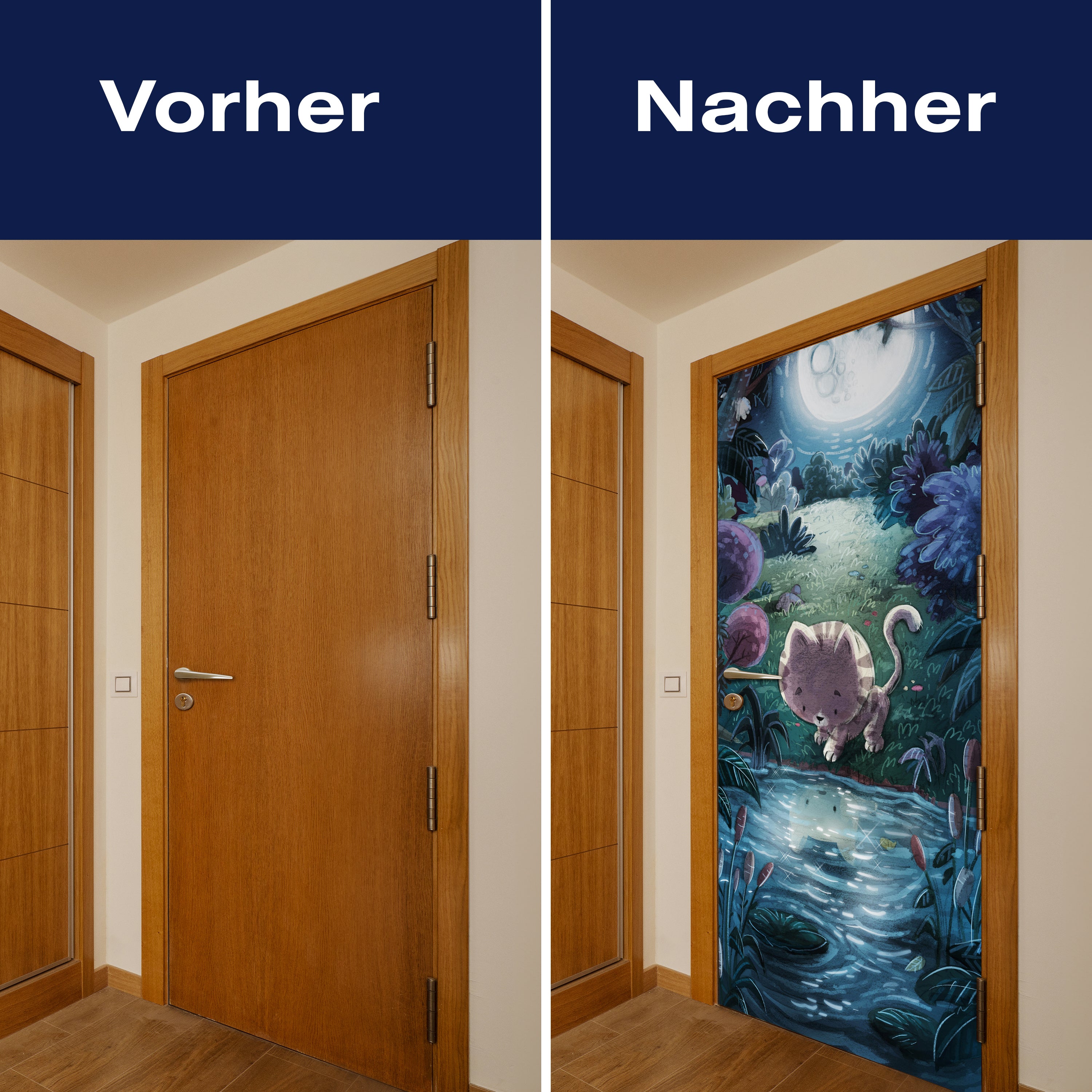 Türtapete Illustration, Katze, Fluss, Nacht M1464 - Bild 10 Türtapete Illustration, Katze, Fluss, Nacht M1464 - Bild 10