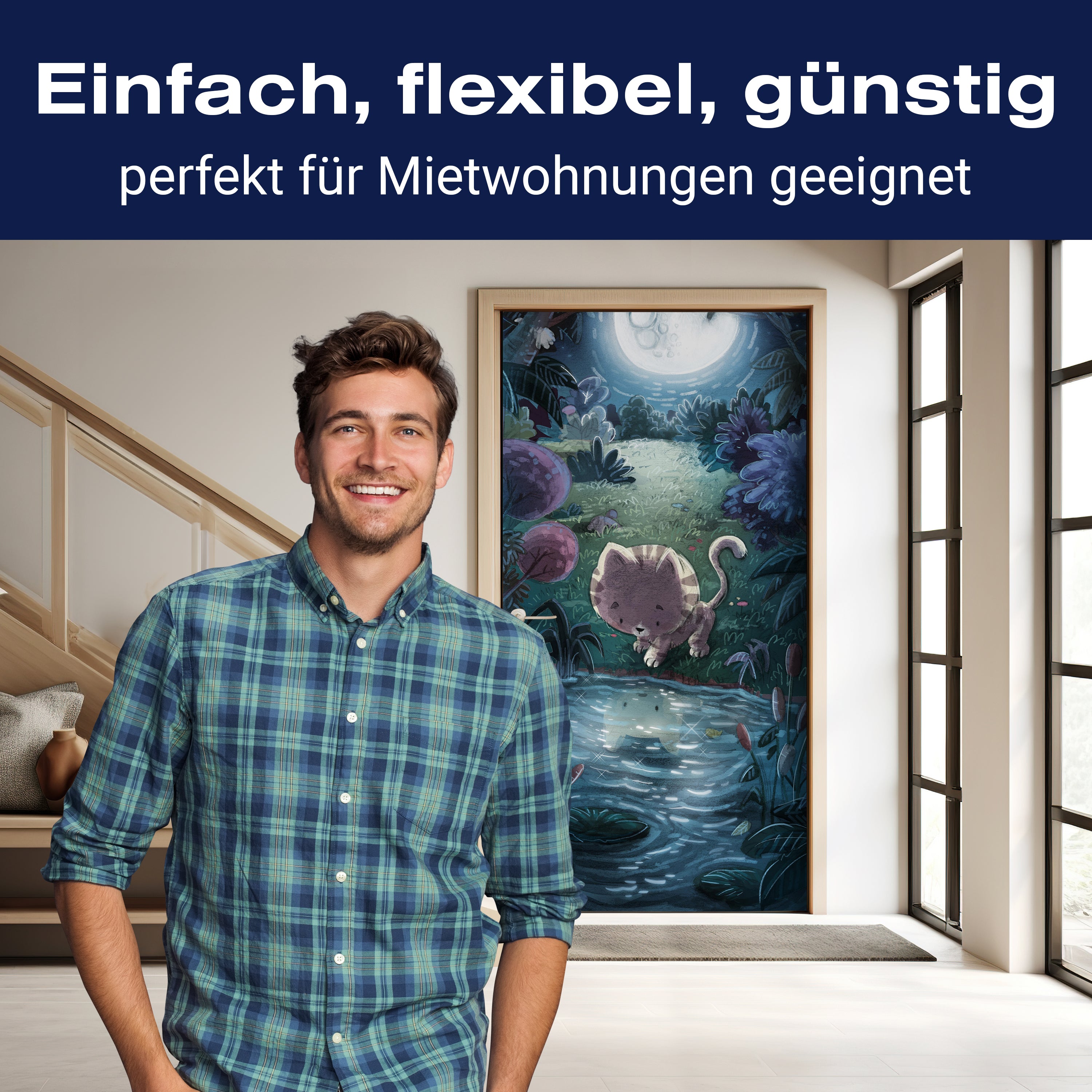 Türtapete Illustration, Katze, Fluss, Nacht M1464 - Bild 3 Türtapete Illustration, Katze, Fluss, Nacht M1464 - Bild 3