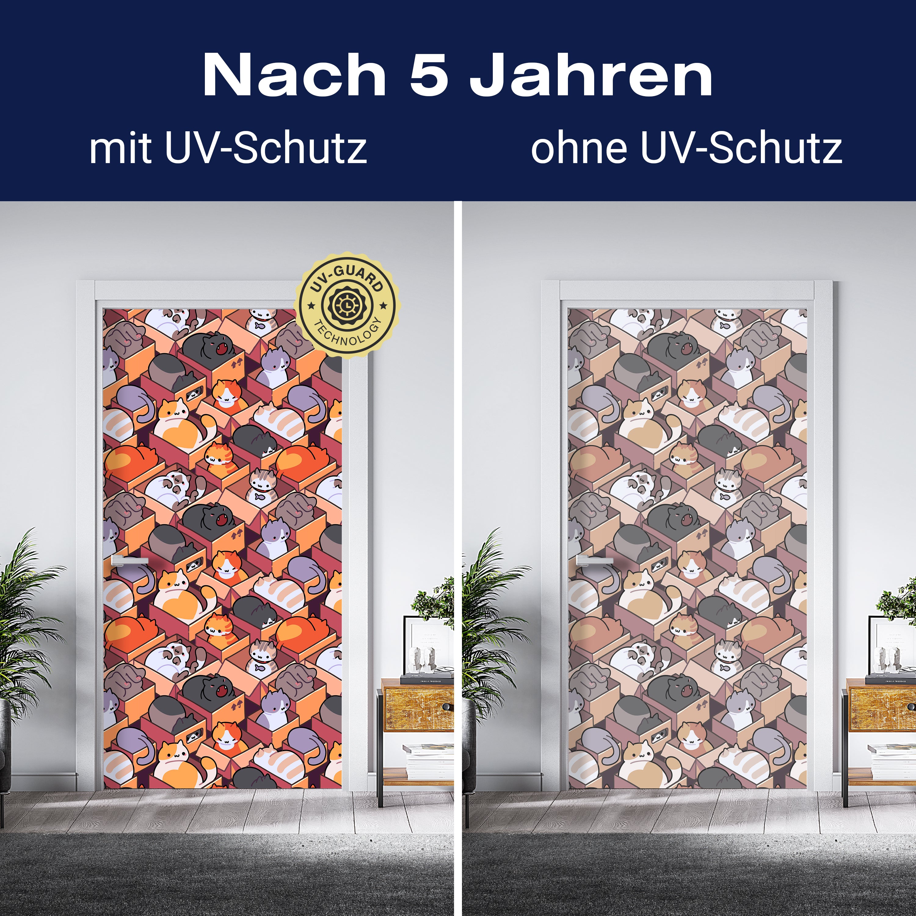 Türtapete Katzen, Kartons, Muster M1466 - Bild 4 Türtapete Katzen, Kartons, Muster M1466 - Bild 4