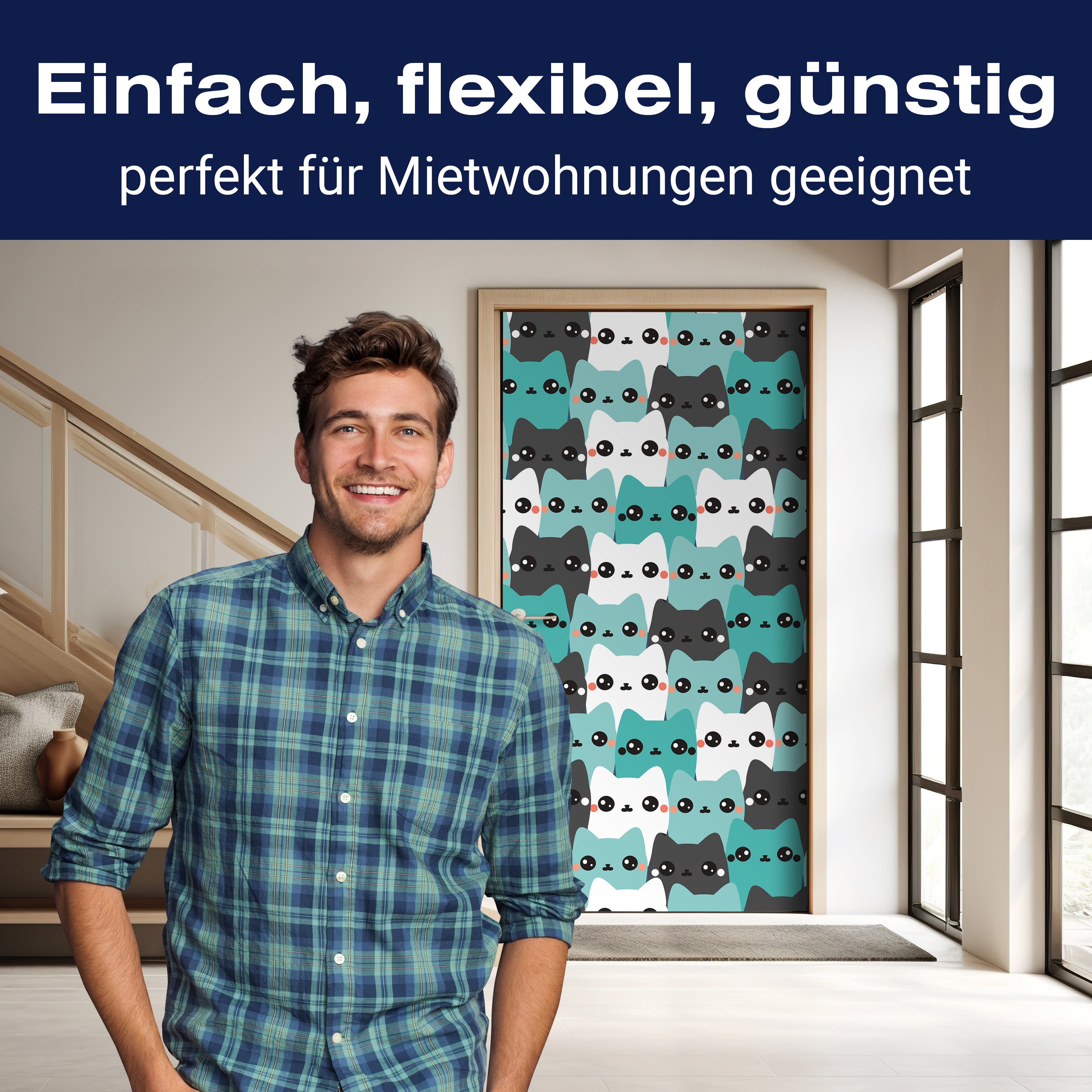 Türtapete Katzen, Muster M1467 - Bild 3 Türtapete Katzen, Muster M1467 - Bild 3