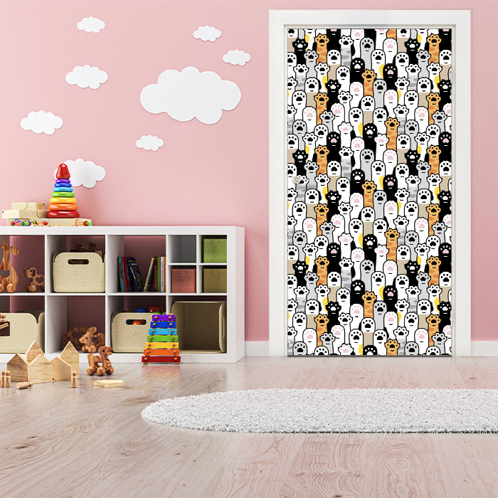 Türtapete Katzenpfoten, Tatzen, Muster M1471 - Bild 1 Türtapete Katzenpfoten, Tatzen, Muster M1471 - Bild 1