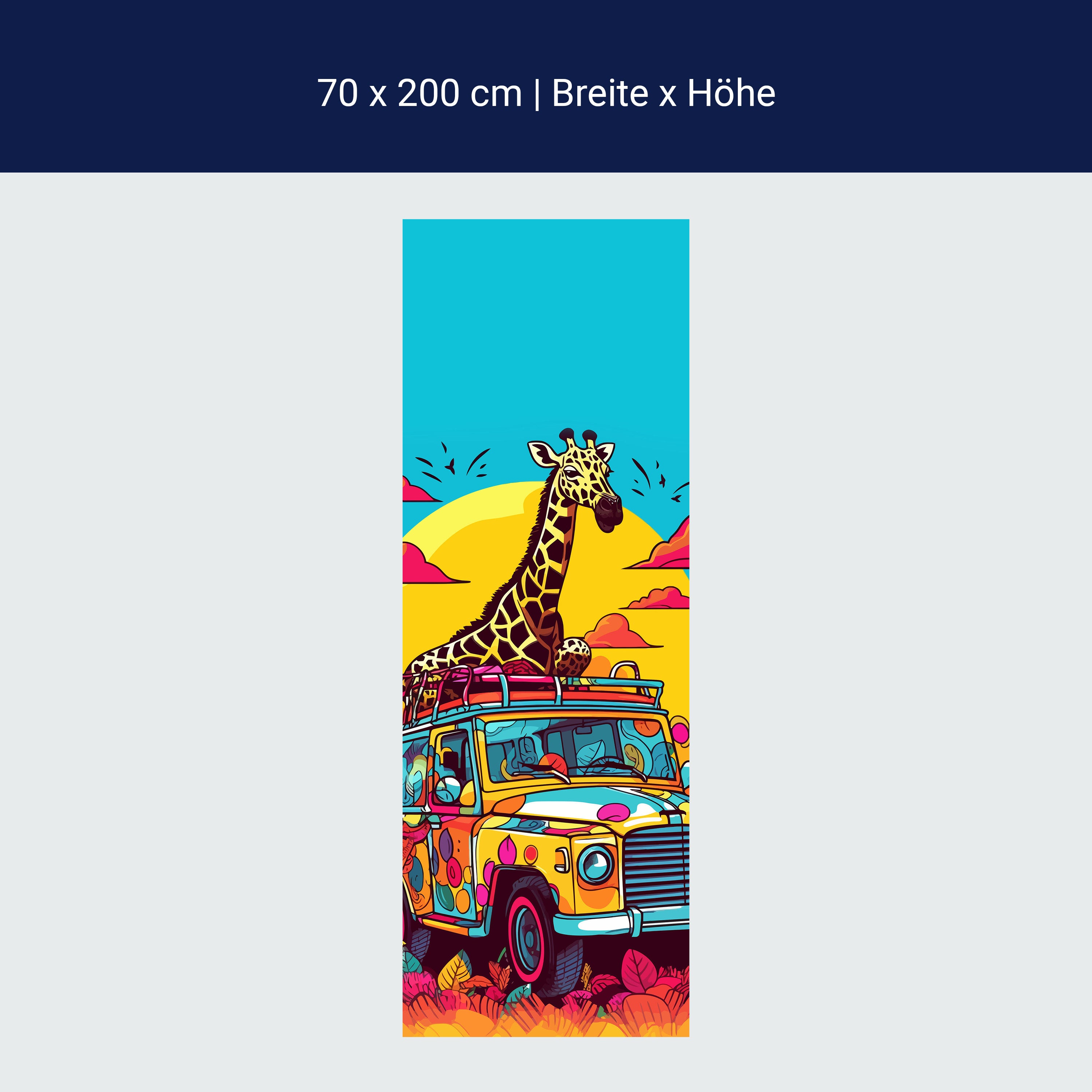 Türtapete Giraffe, Jeep, Safari, Illustration M1475 Türtapete Giraffe, Jeep, Safari, Illustration M1475