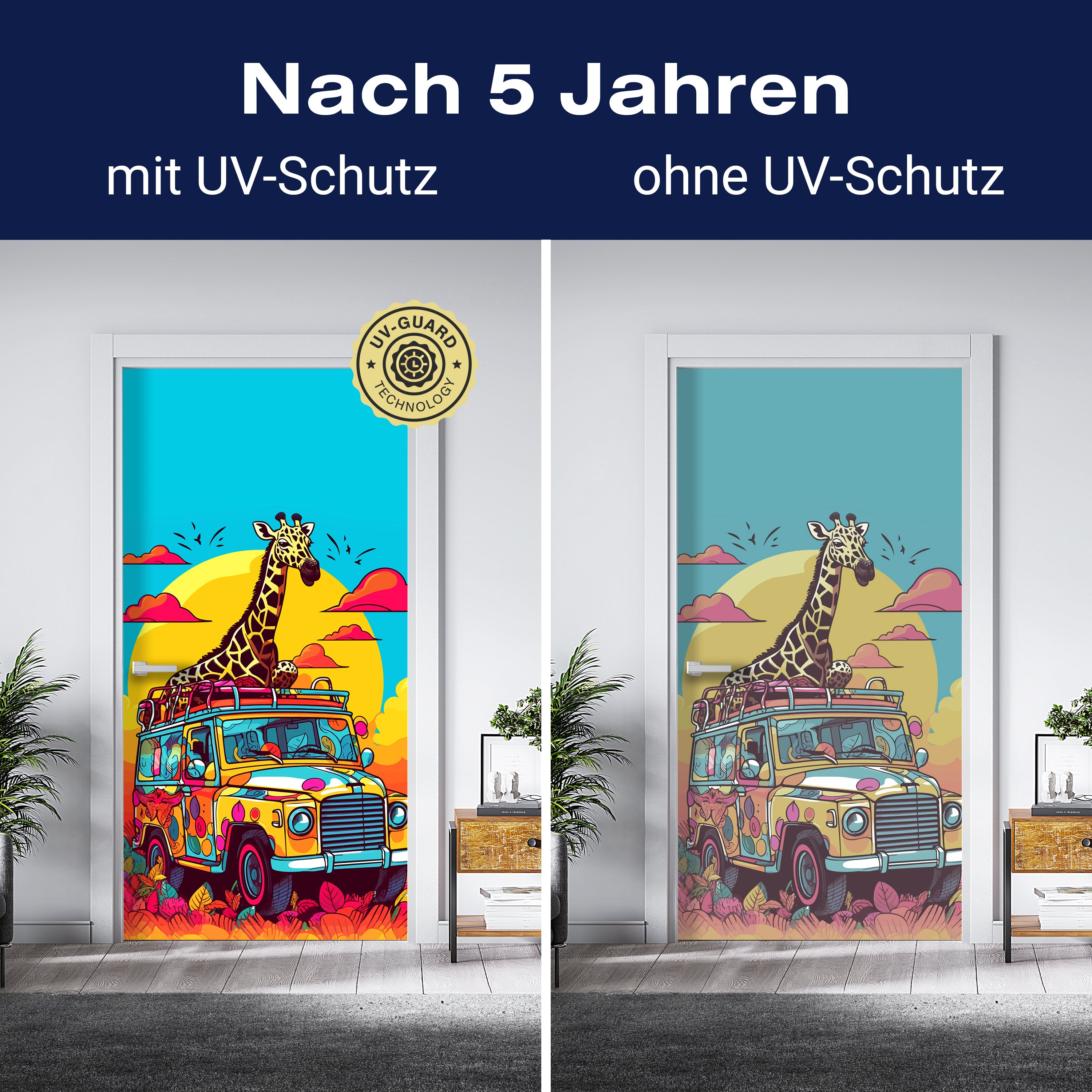 Türtapete Giraffe, Jeep, Safari, Illustration M1475 - Bild 4 Türtapete Giraffe, Jeep, Safari, Illustration M1475 - Bild 4