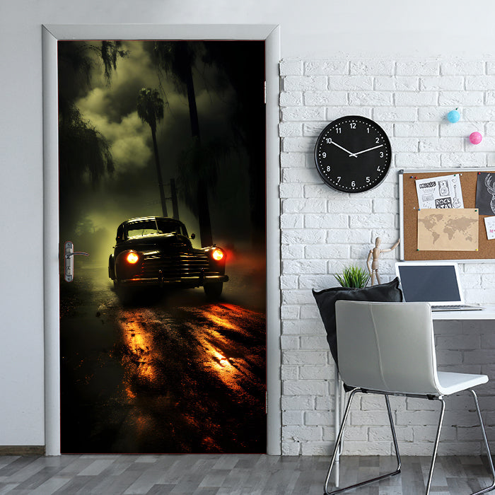 Türtapete Oldtimer, Nacht, Palmen M1476 - Bild 1 Türtapete Oldtimer, Nacht, Palmen M1476 - Bild 1