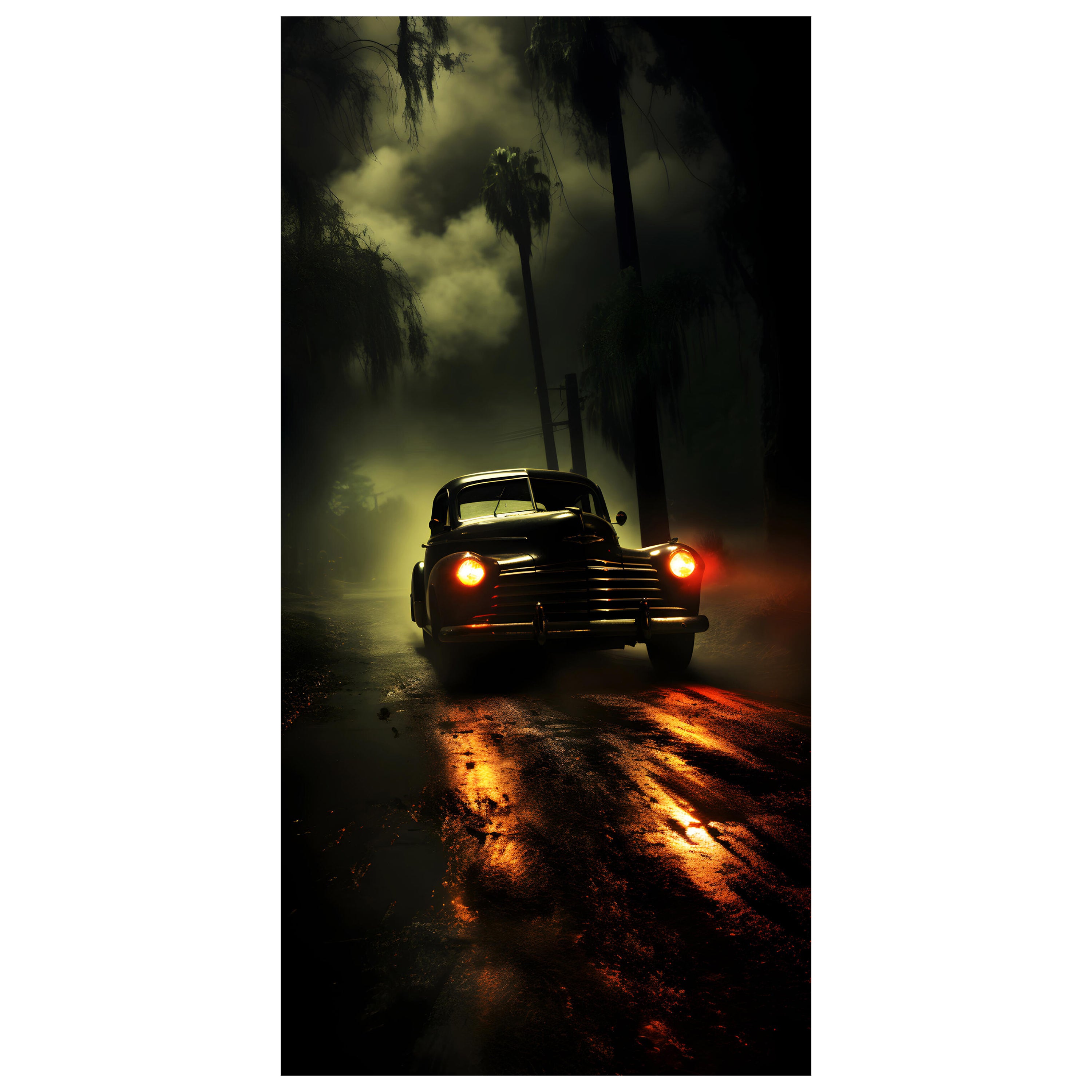 Türtapete Oldtimer, Nacht, Palmen M1476 - Bild 2 Türtapete Oldtimer, Nacht, Palmen M1476 - Bild 2