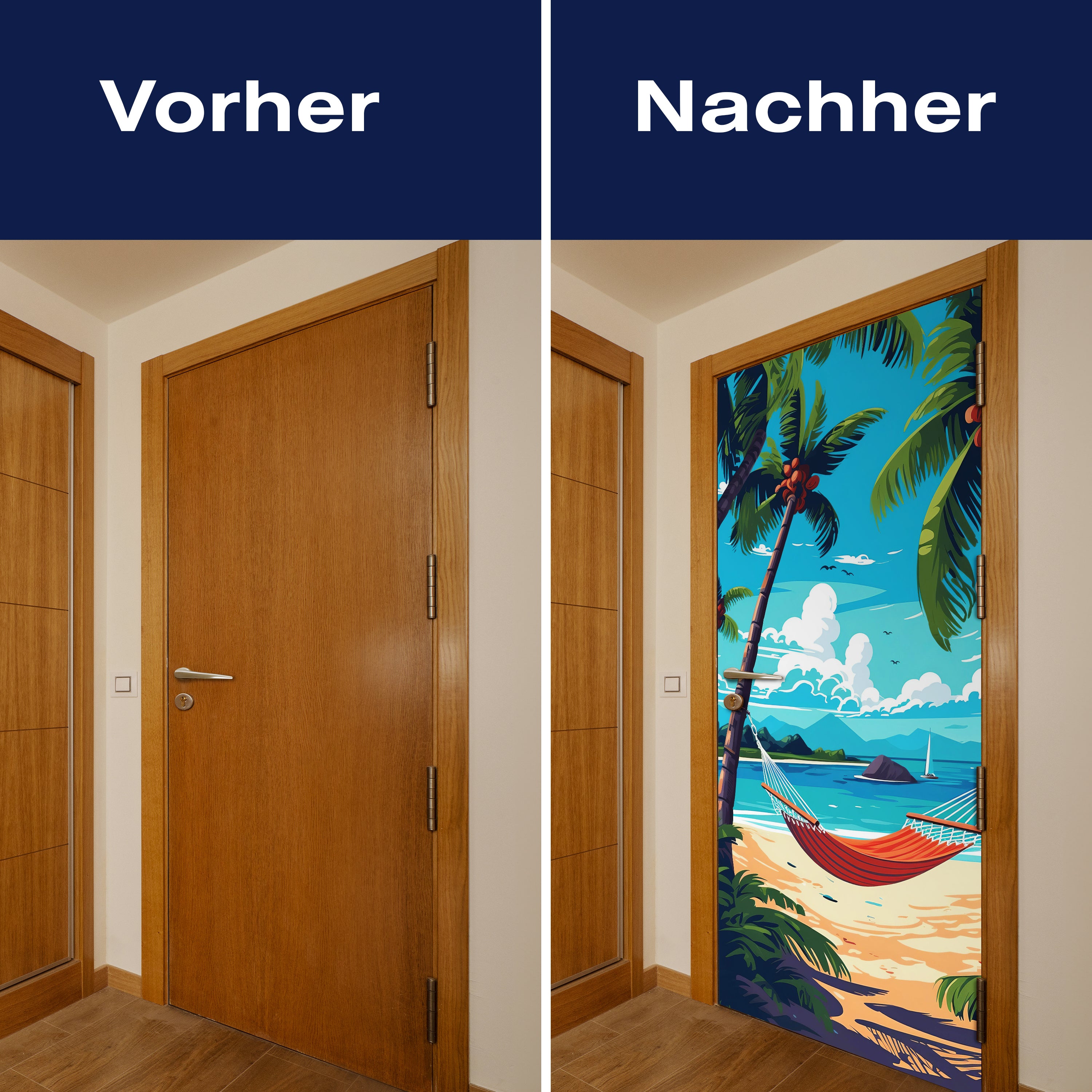 Türtapete Illustration, Hängematte, Strand, Palmen M1486 - Bild 10 Türtapete Illustration, Hängematte, Strand, Palmen M1486 - Bild 10