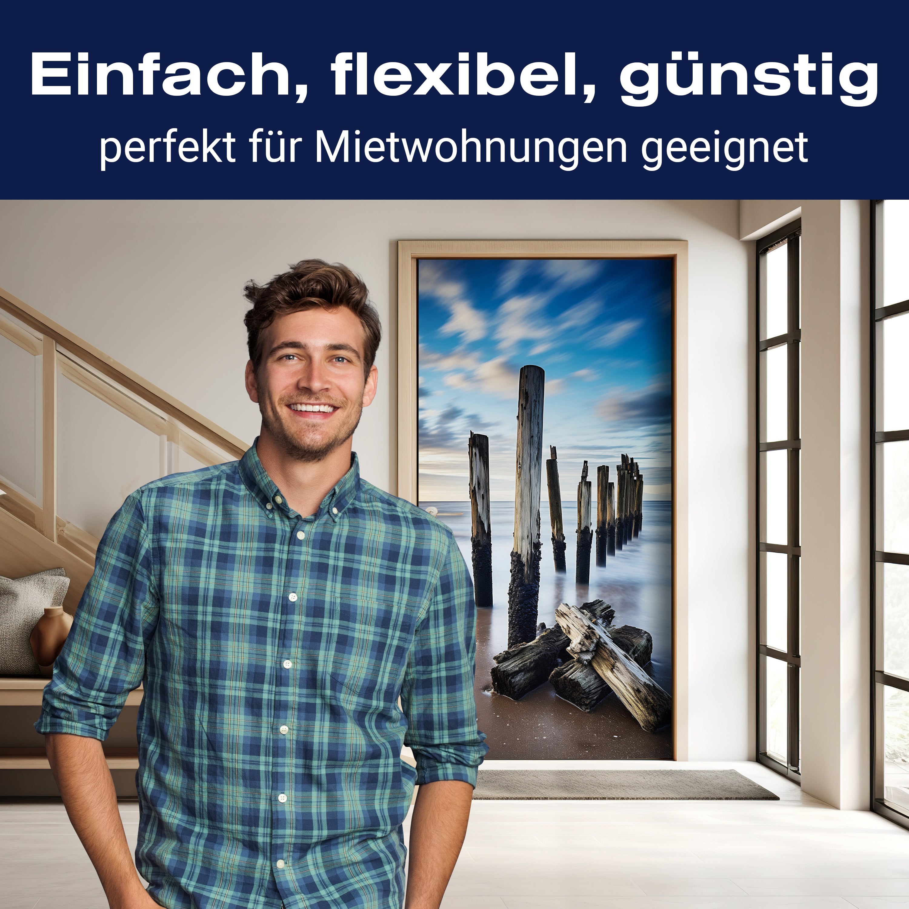 Türtapete Strand, Meer, Buhnen M1489 - Bild 3 Türtapete Strand, Meer, Buhnen M1489 - Bild 3