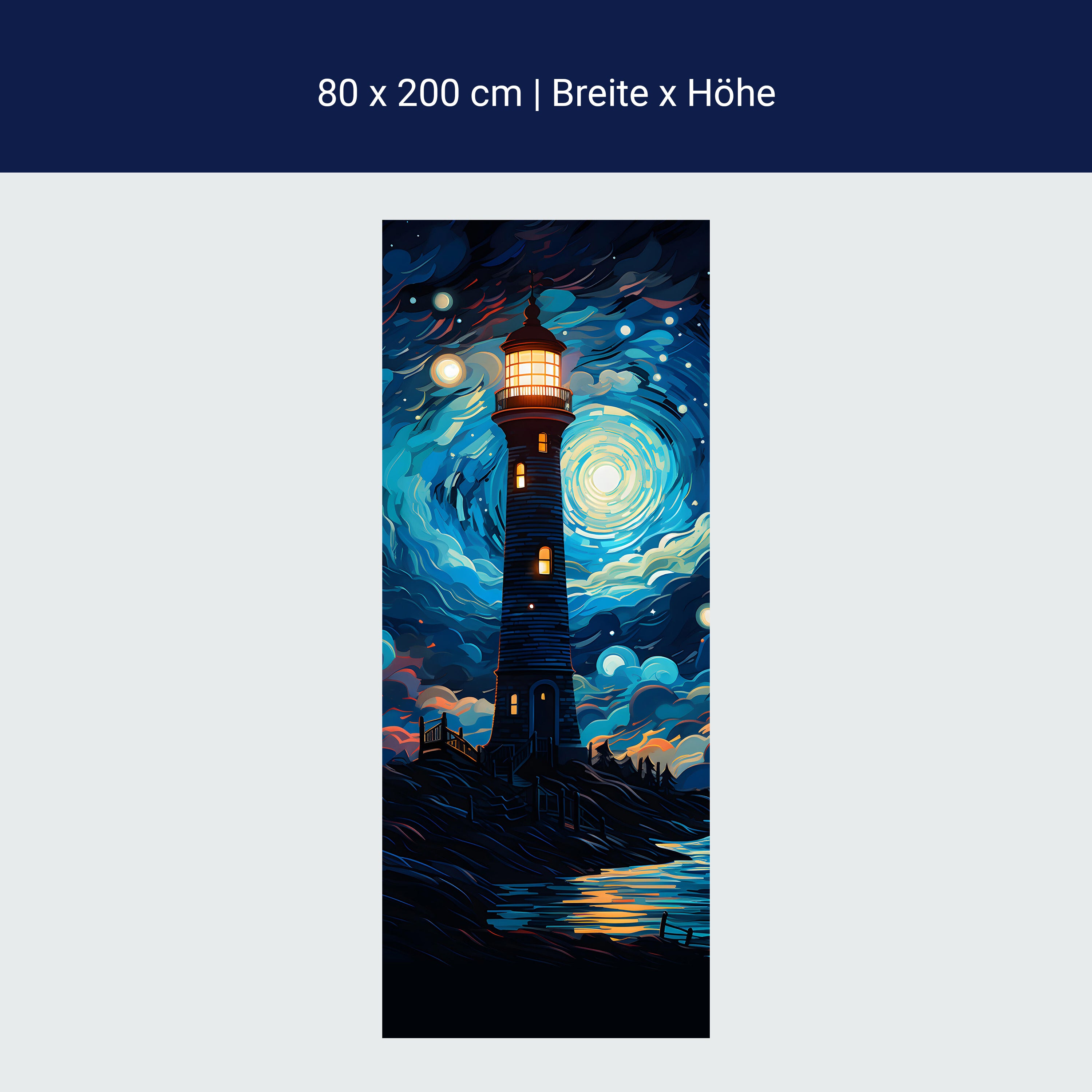 Türtapete Strand, Leuchtturm, Nacht M1492 Türtapete Strand, Leuchtturm, Nacht M1492