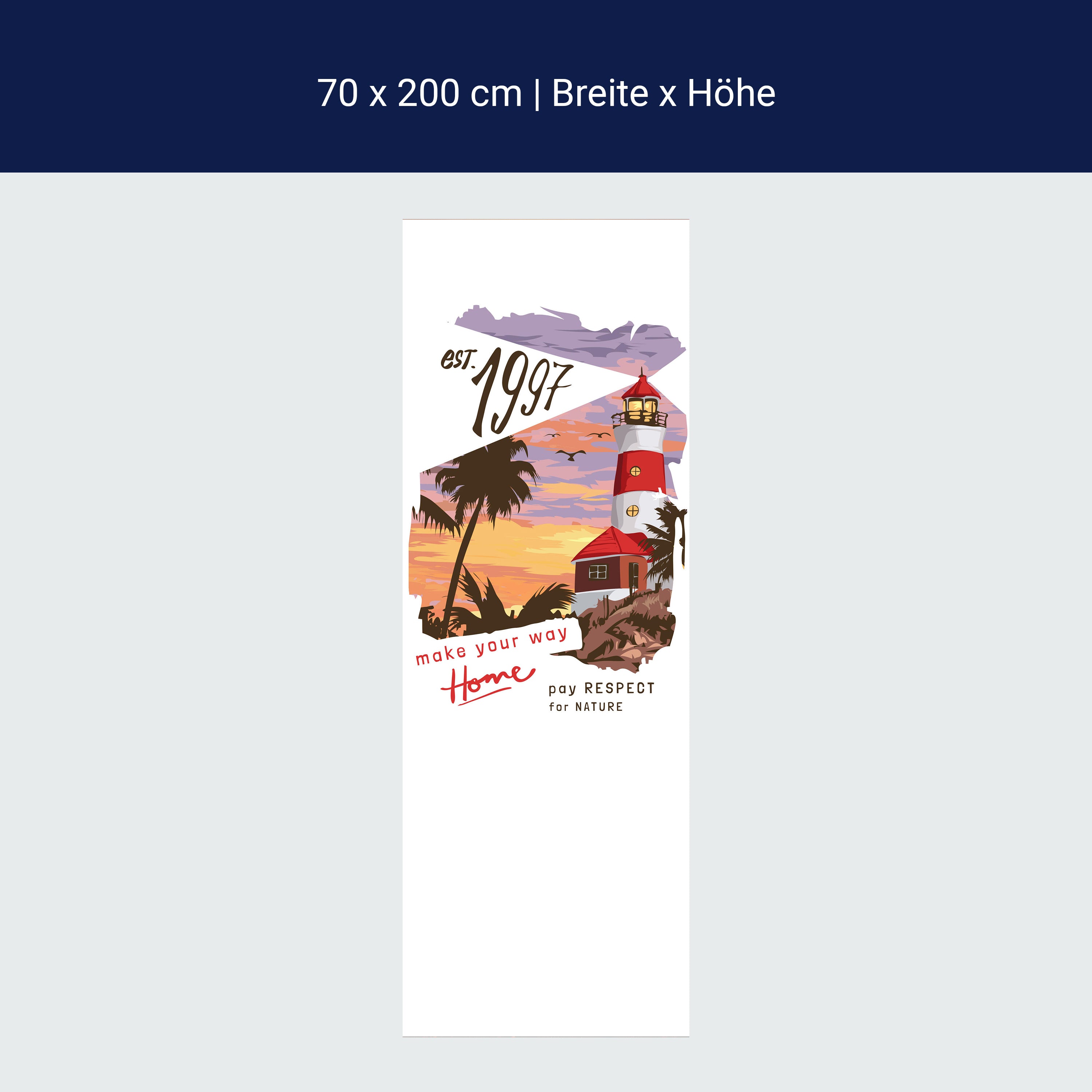 Türtapete Leuchtturm, Palmen, Spruch M1493 Türtapete Leuchtturm, Palmen, Spruch M1493