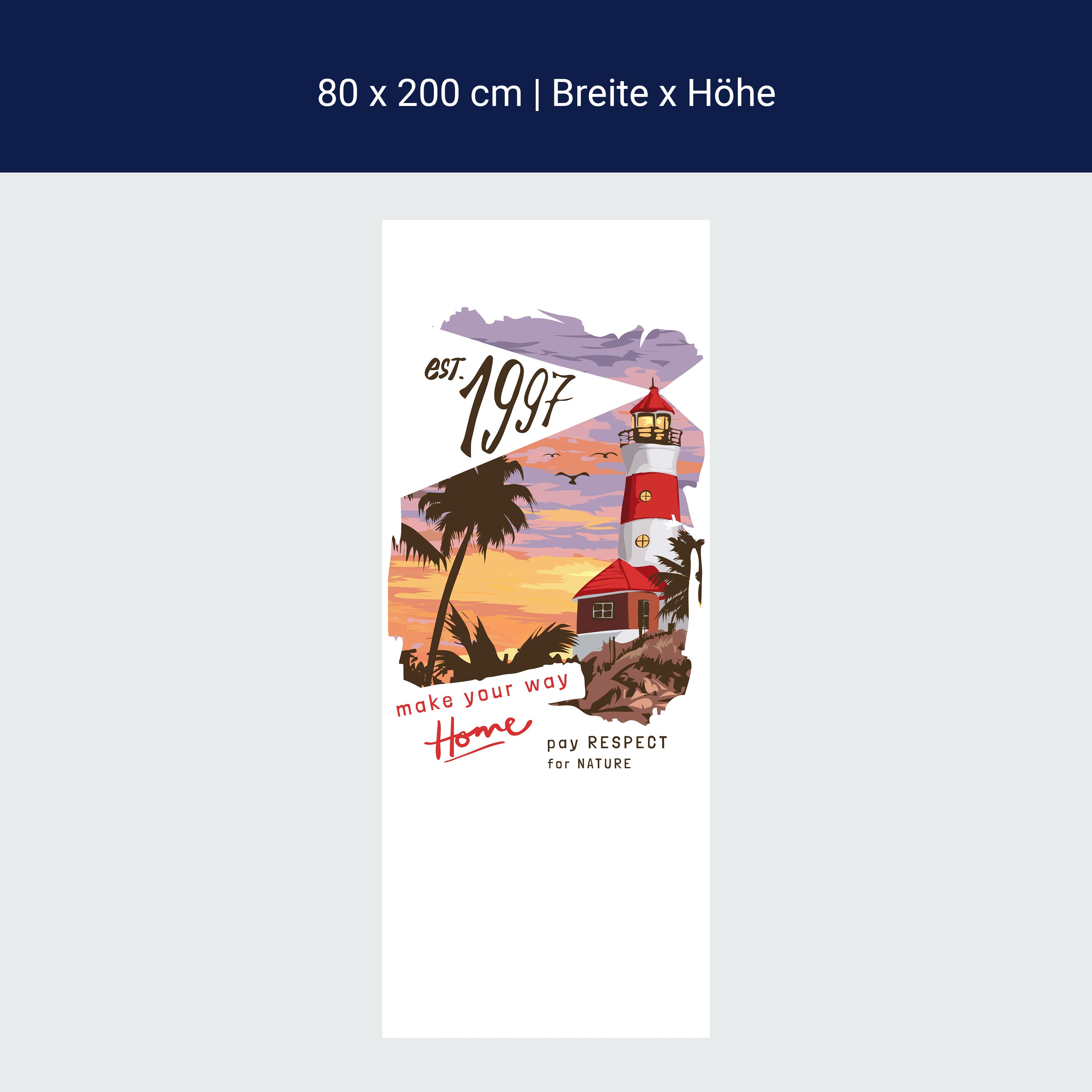 Türtapete Leuchtturm, Palmen, Spruch M1493 Türtapete Leuchtturm, Palmen, Spruch M1493