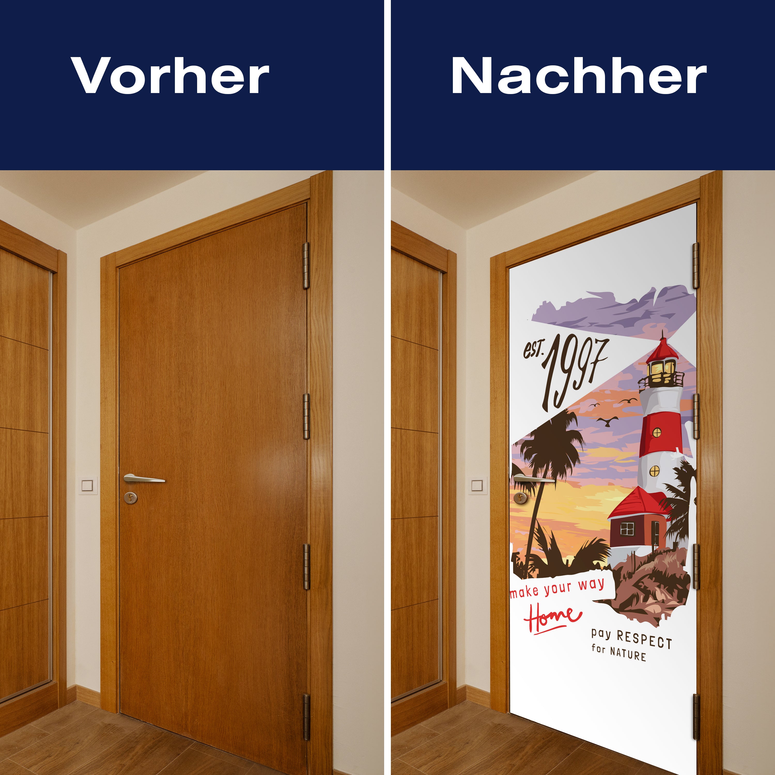 Türtapete Leuchtturm, Palmen, Spruch M1493 - Bild 10 Türtapete Leuchtturm, Palmen, Spruch M1493 - Bild 10