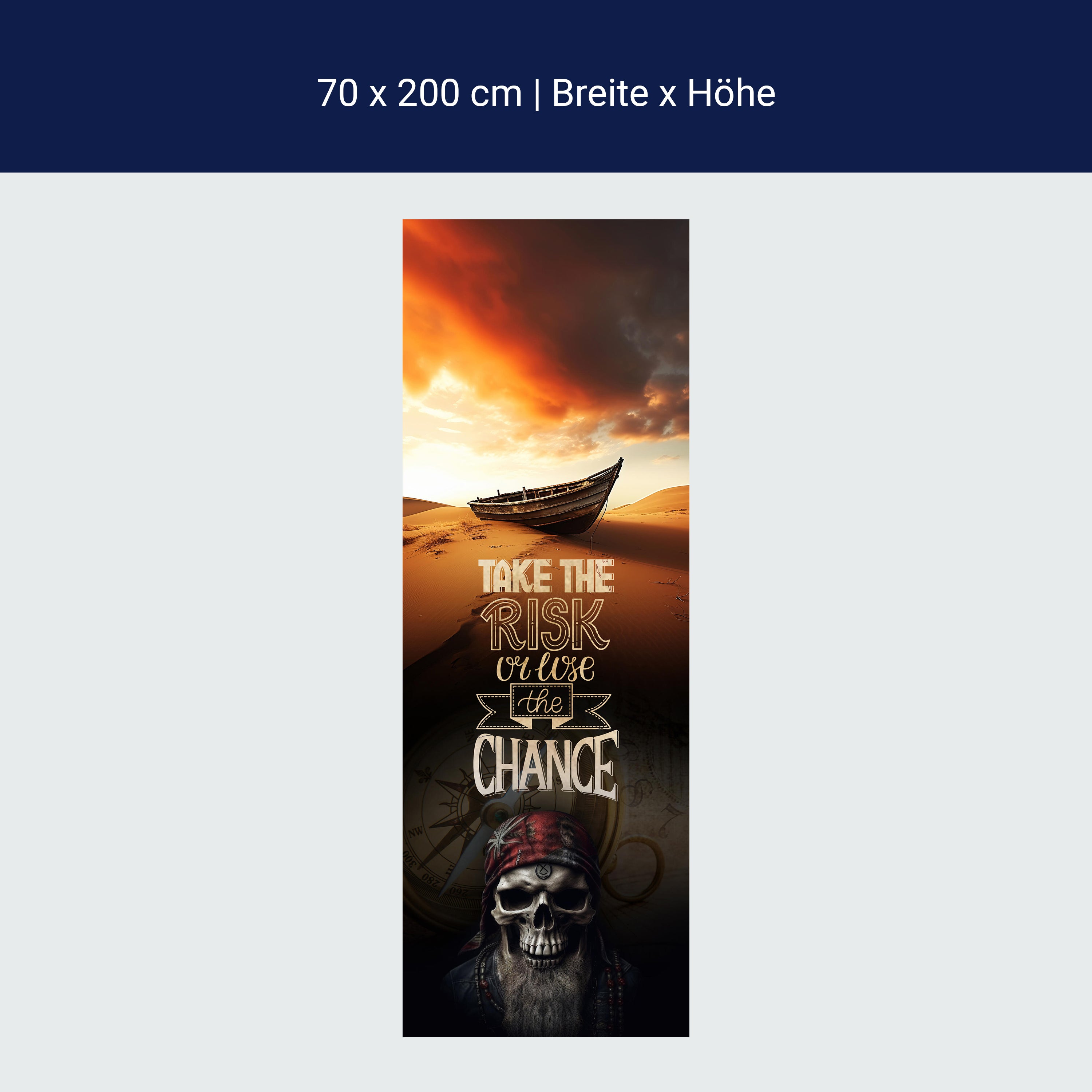 Türtapete Pirat, Spruch, Ruderboot, Totenkopf M1497 Türtapete Pirat, Spruch, Ruderboot, Totenkopf M1497