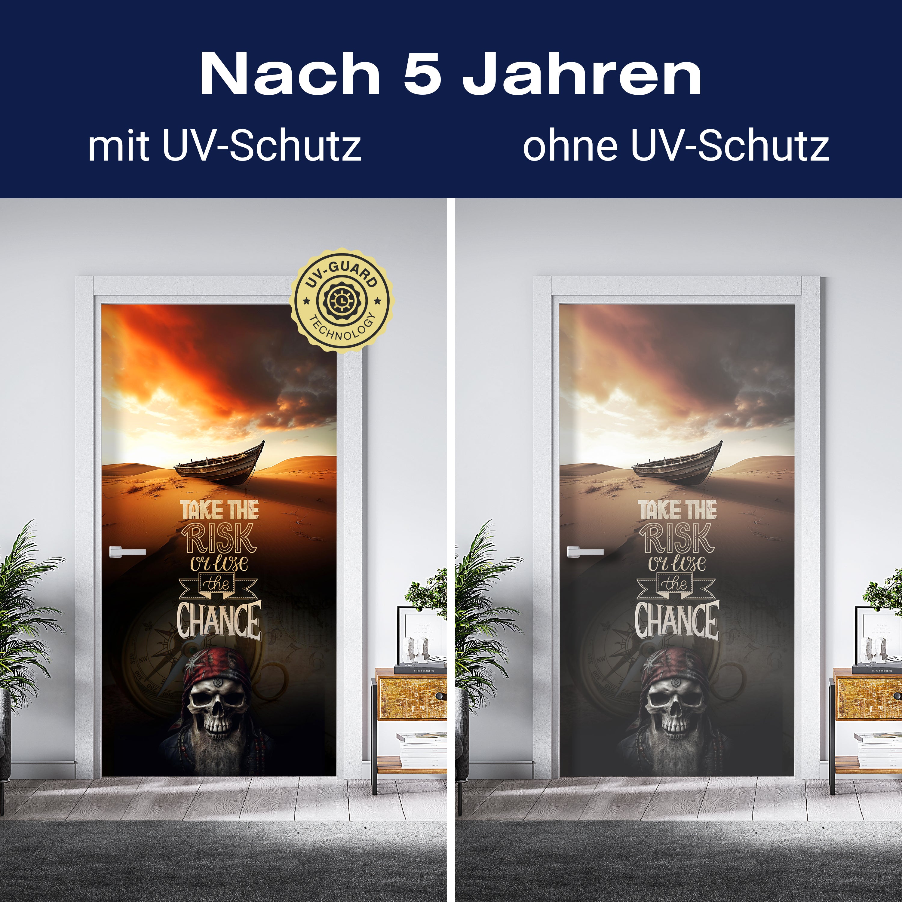 Türtapete Pirat, Spruch, Ruderboot, Totenkopf M1497 - Bild 4 Türtapete Pirat, Spruch, Ruderboot, Totenkopf M1497 - Bild 4