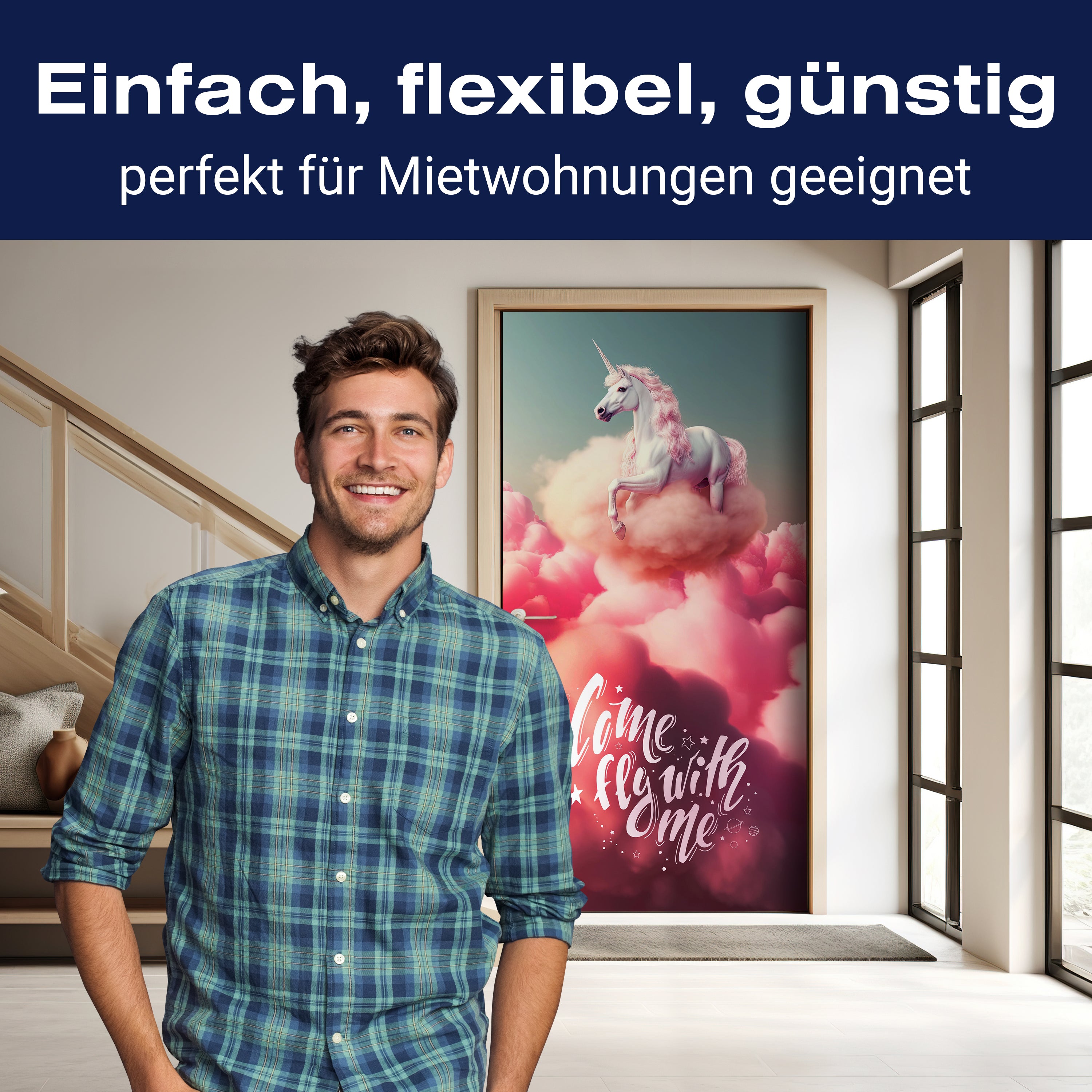 Türtapete Einhorn, Wolken, Spruch, Motivation M1501 - Bild 3 Türtapete Einhorn, Wolken, Spruch, Motivation M1501 - Bild 3