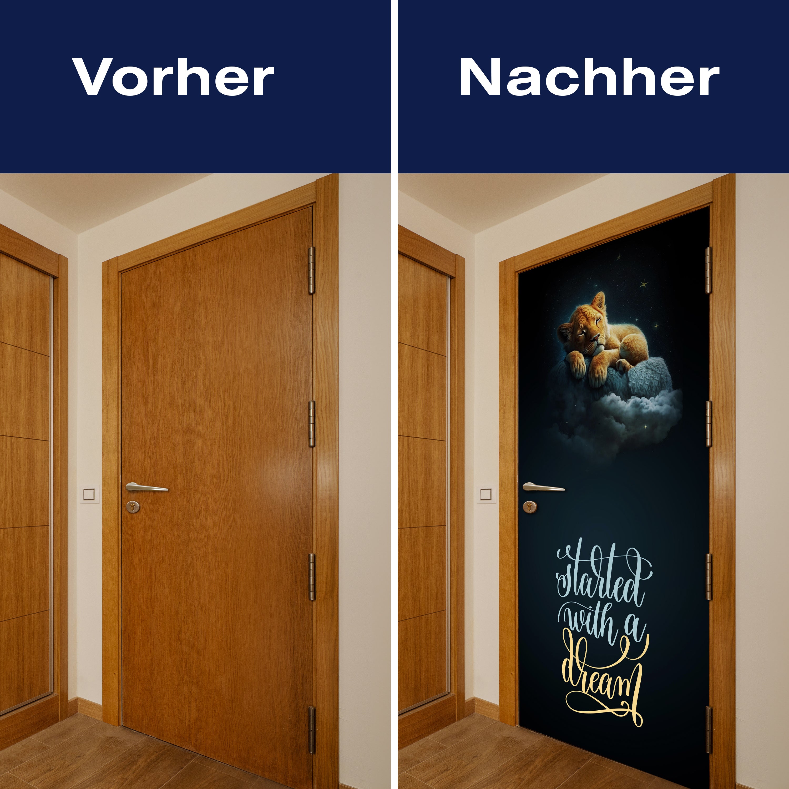 Türtapete schlafender Löwe, Spruch, Motivation M1504 - Bild 10 Türtapete schlafender Löwe, Spruch, Motivation M1504 - Bild 10