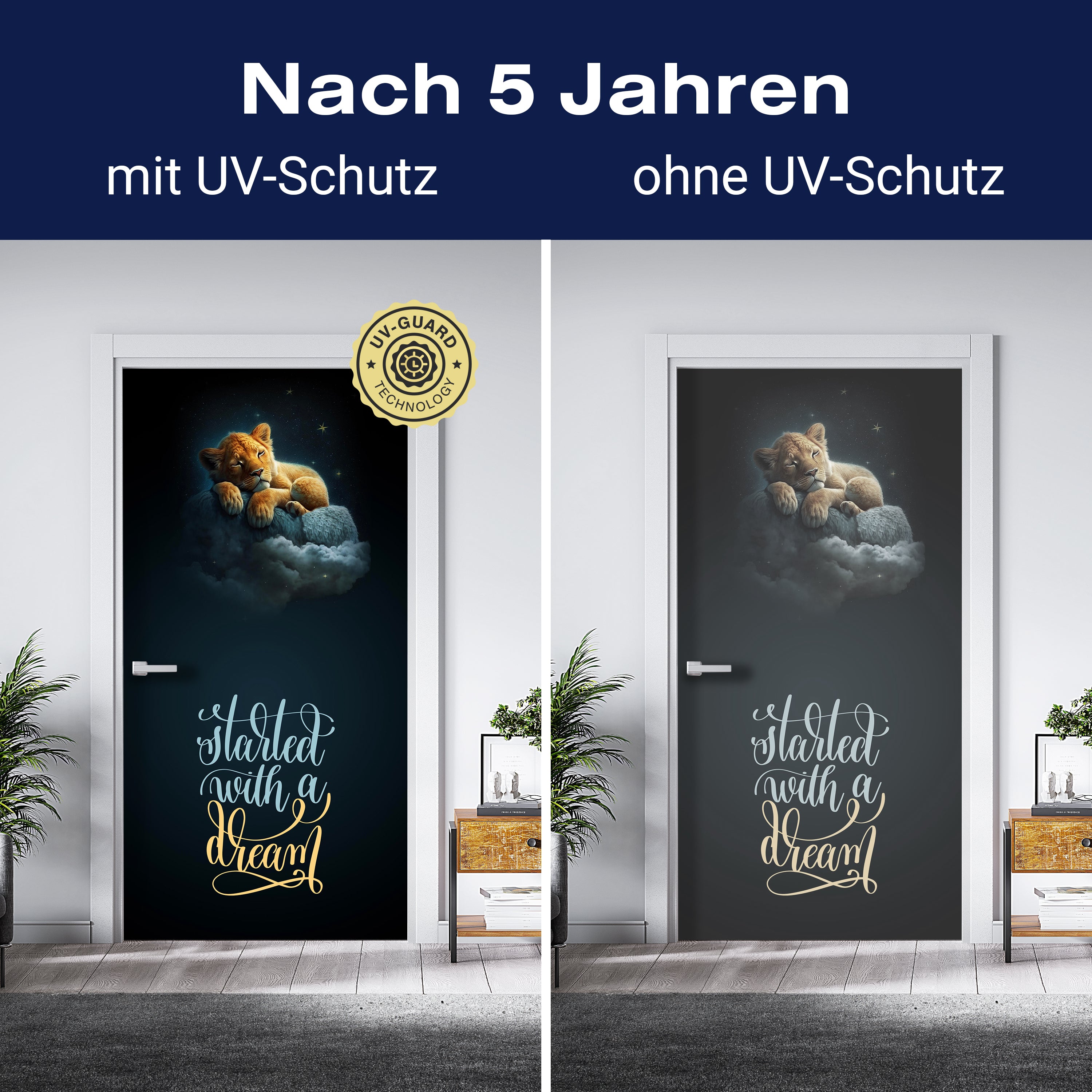 Türtapete schlafender Löwe, Spruch, Motivation M1504 - Bild 4 Türtapete schlafender Löwe, Spruch, Motivation M1504 - Bild 4